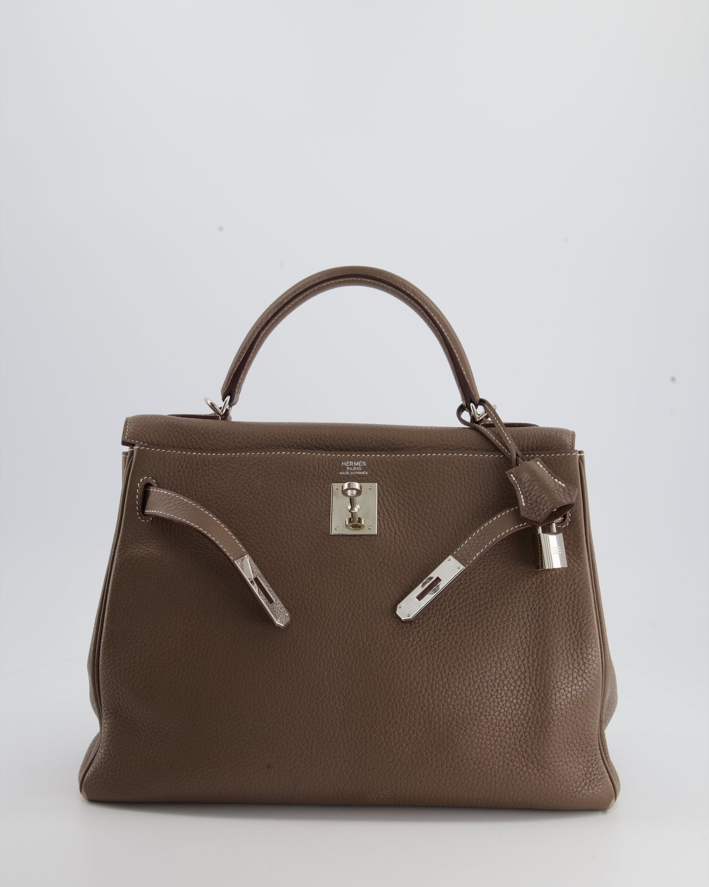 Hermes Kelly 32 Retourne Bag in Etoupe Clemence Leather with Palladium Hardware - Product Image 3
