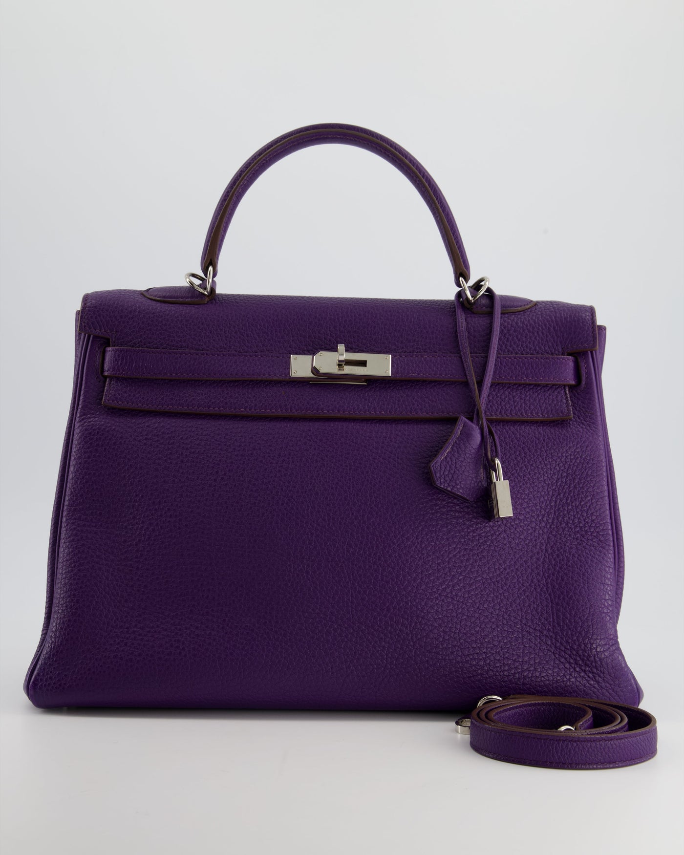 Hermes Kelly 35 Retourne Bag in Iris Togo Leather with Palladium Hardware | Studio Nafay