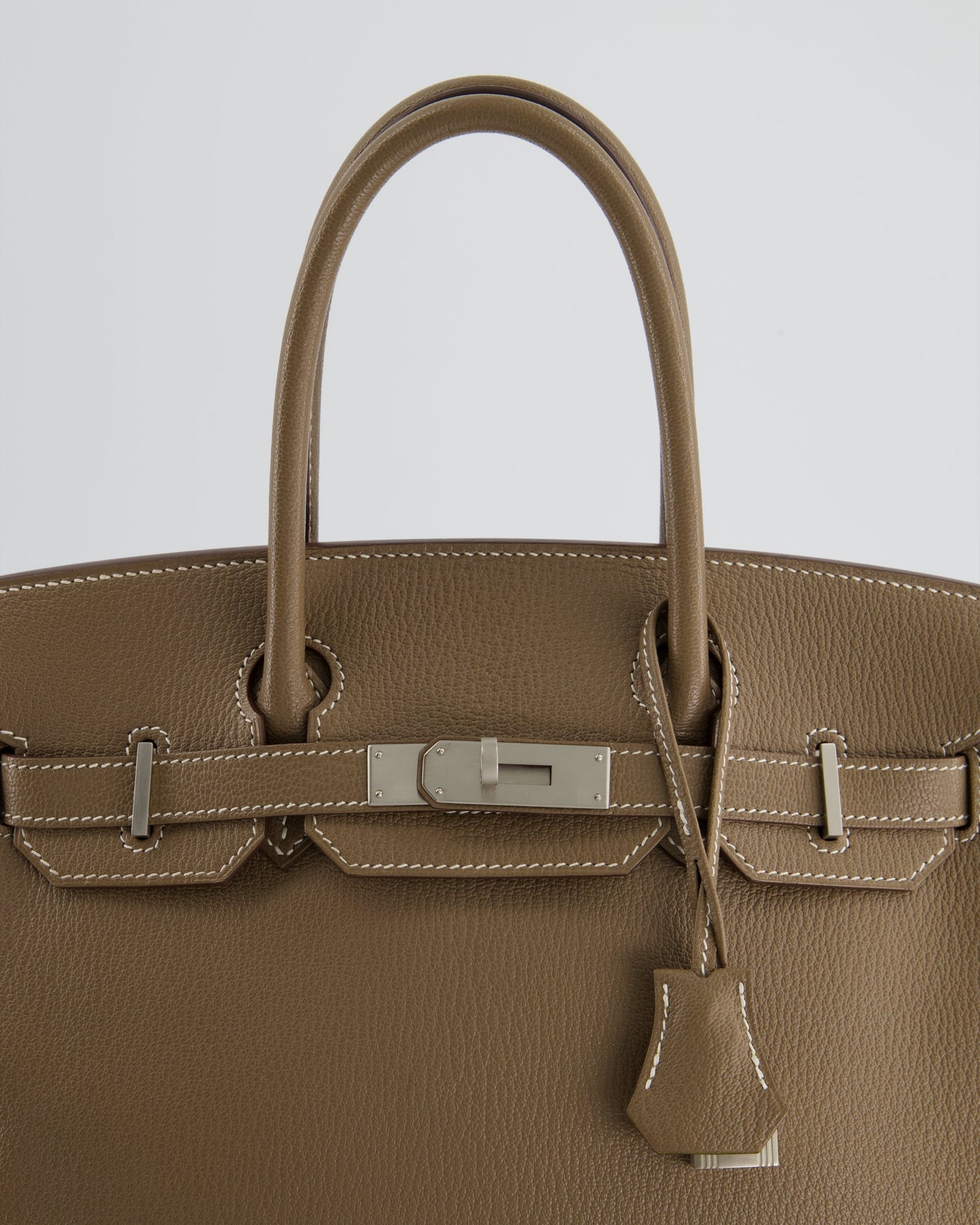 Hermes HSS Birkin 30 Retourne Bag in Etoupe & Vert Anis Chèvre Mysore with Brushed Palladium Hardware - Product Image 17