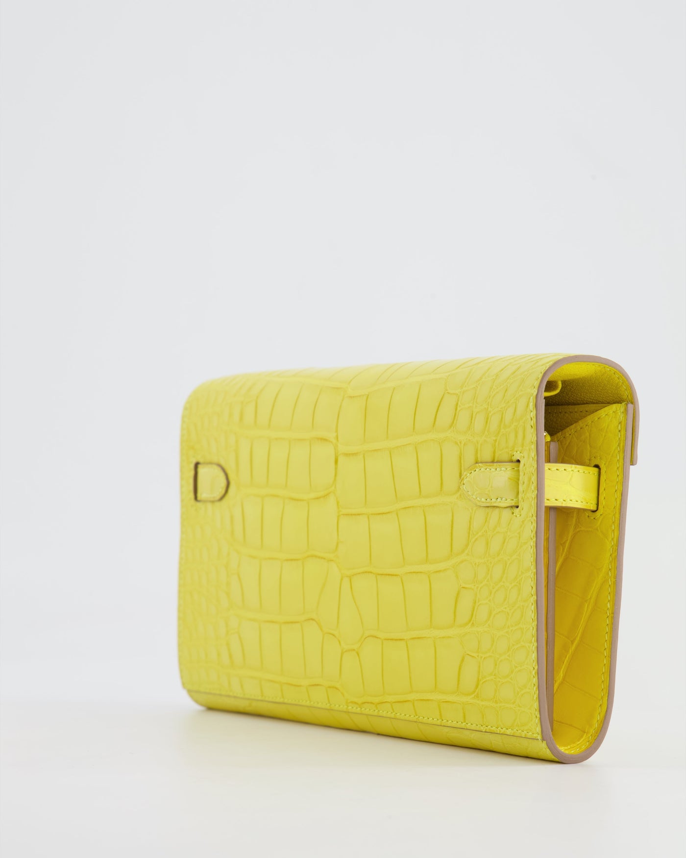 *RARE* Hermes Kelly To Go Bag in Jaune Mimosa Alligator Mississippiensis Leather with Gold Hardware - Product Image 11