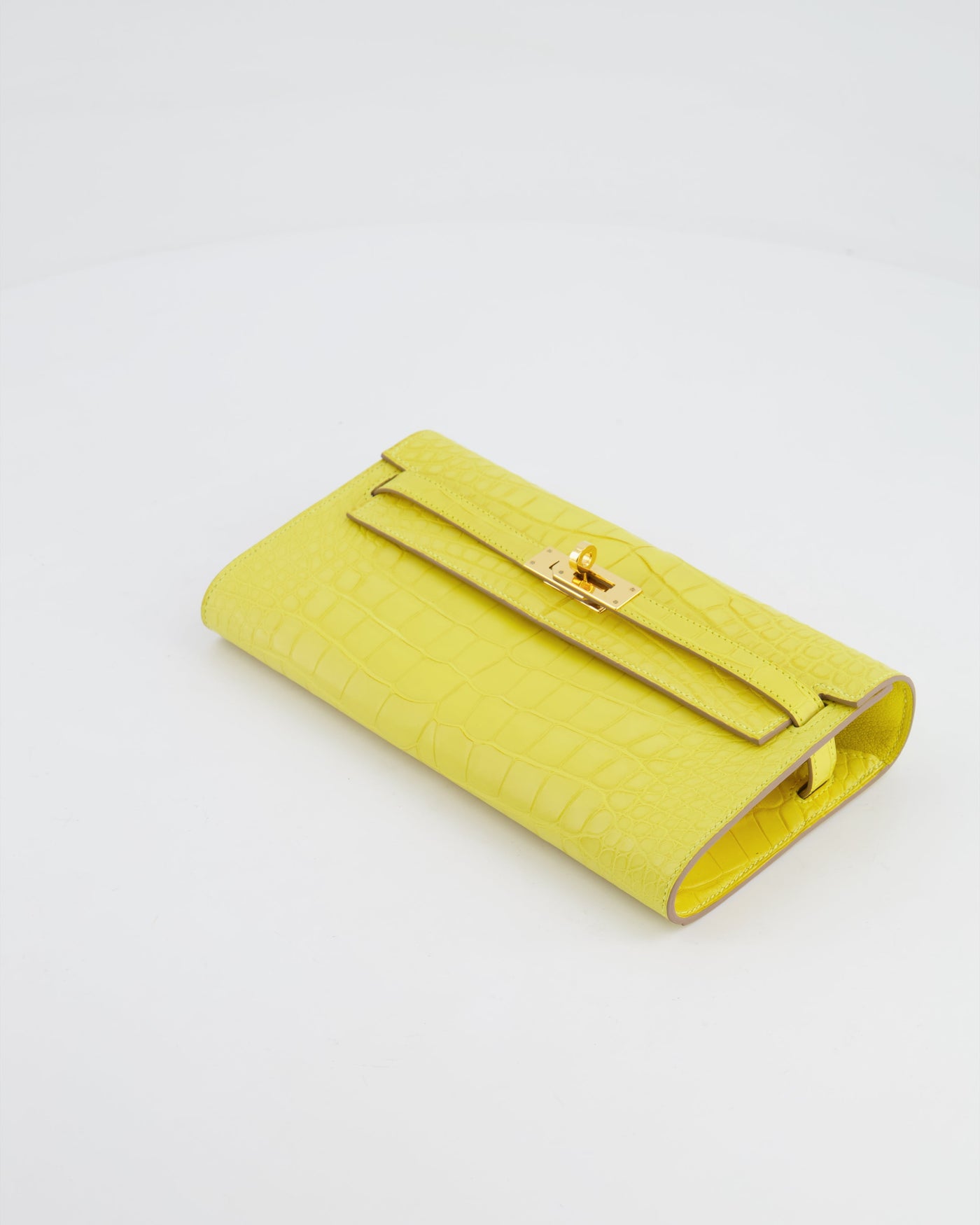 *RARE* Hermes Kelly To Go Bag in Jaune Mimosa Alligator Mississippiensis Leather with Gold Hardware - Product Image 19