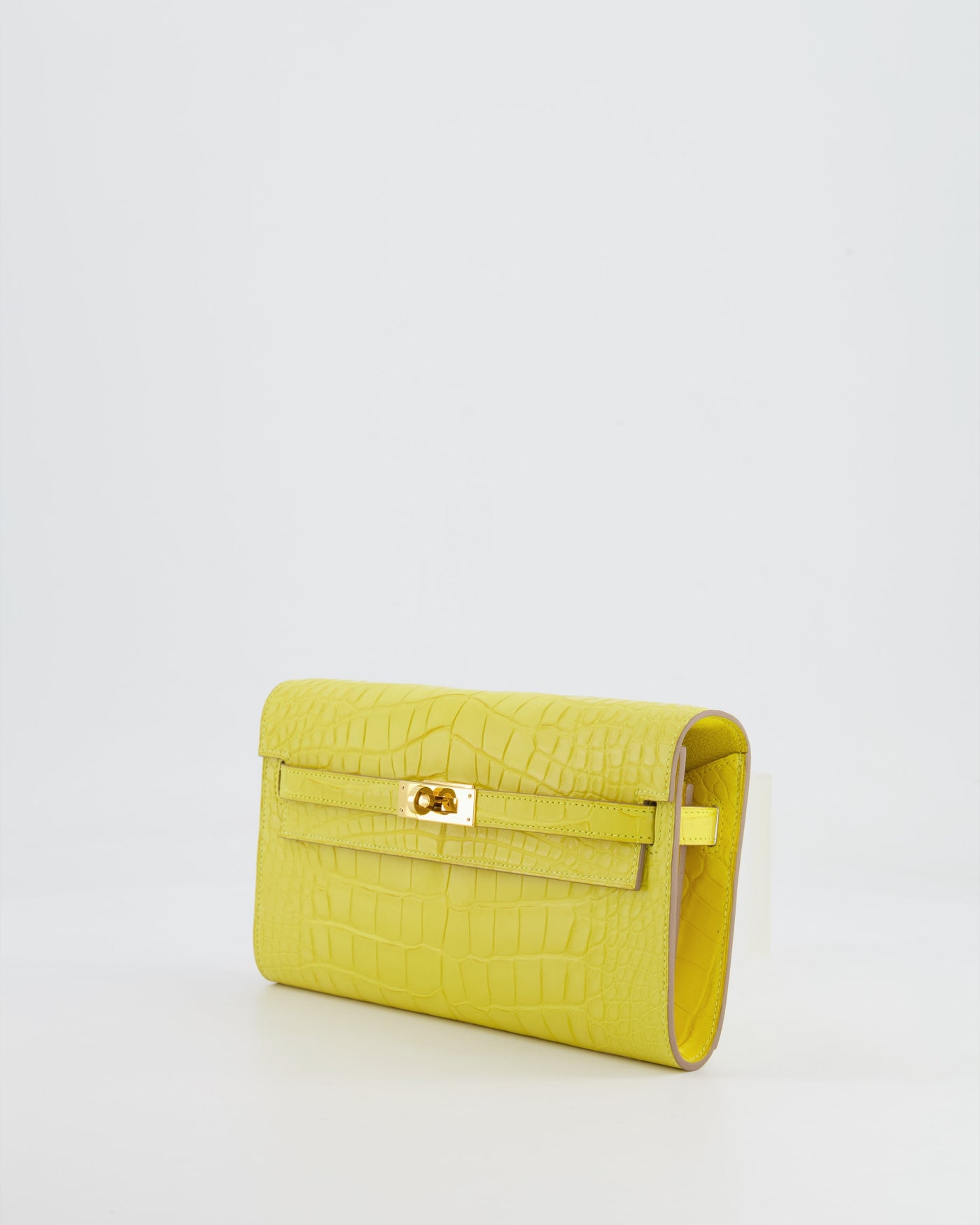 *RARE* Hermes Kelly To Go Bag in Jaune Mimosa Alligator Mississippiensis Leather with Gold Hardware - Product Image 9