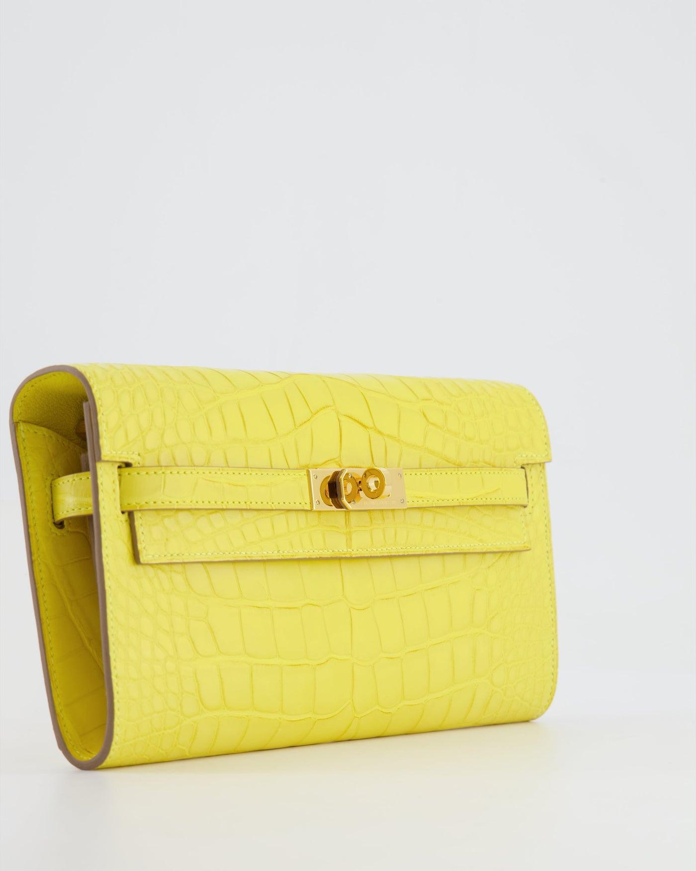 *RARE* Hermes Kelly To Go Bag in Jaune Mimosa Alligator Mississippiensis Leather with Gold Hardware - Product Image 10