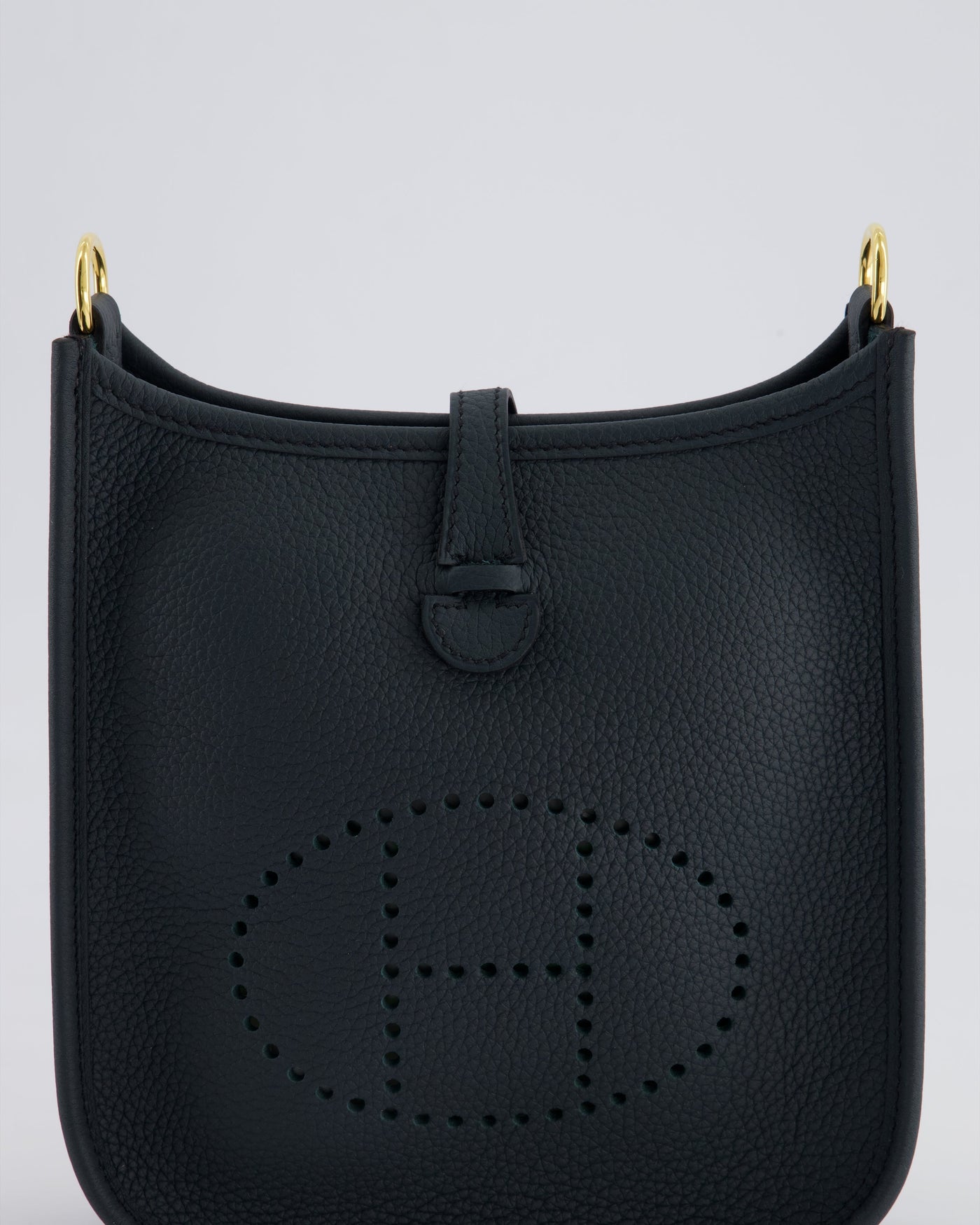 *RARE* Hermes Mini Evelyne 16 Bag in Vert Rousseau Maurice Leather with Gold Hardware & Vert Cypress Sangle Wooly Unicolore Strap - Product Image 15
