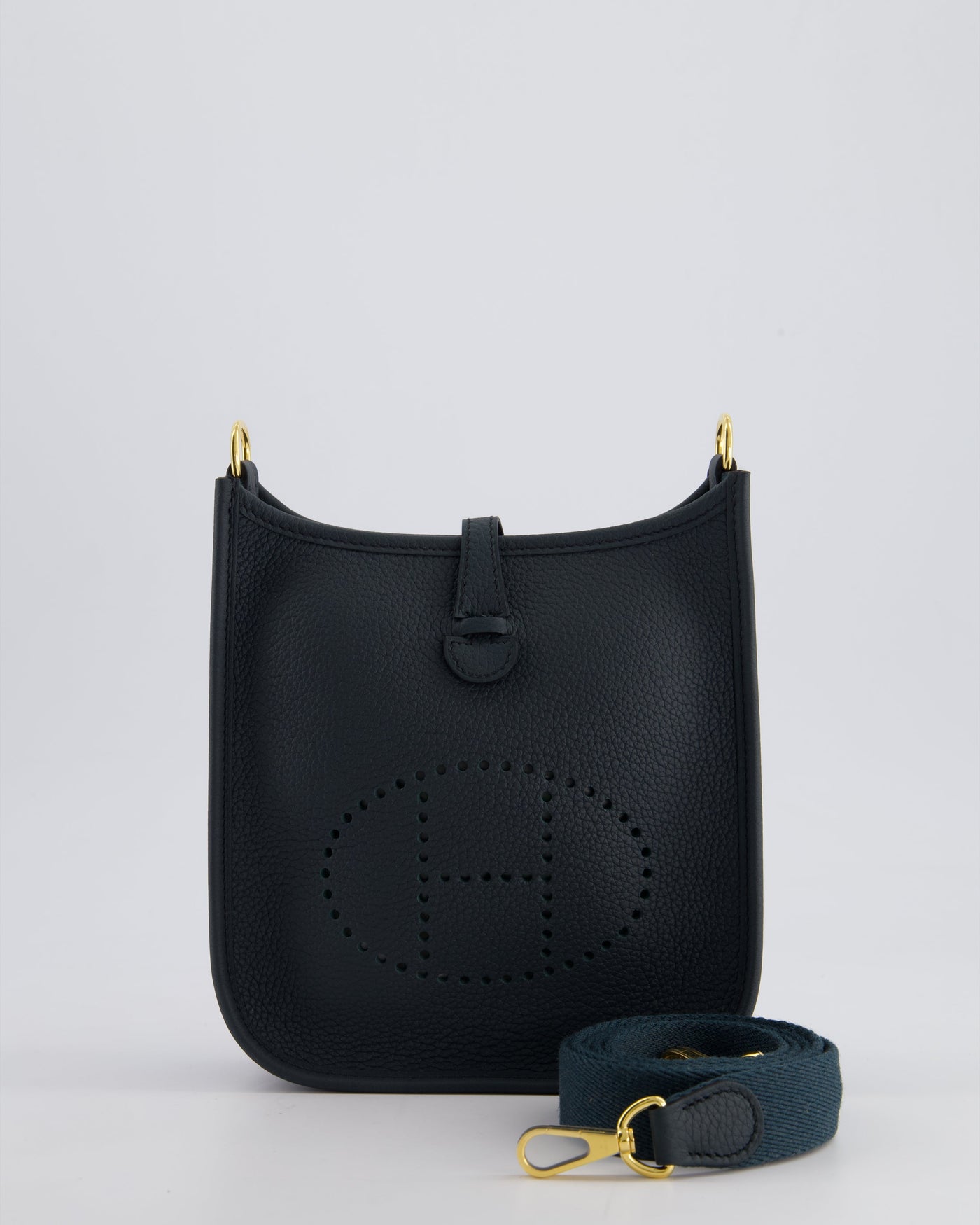 *RARE* Hermes Mini Evelyne 16 Bag in Vert Rousseau Maurice Leather with Gold Hardware & Vert Cypress Sangle Wooly Unicolore Strap | Studio Nafay