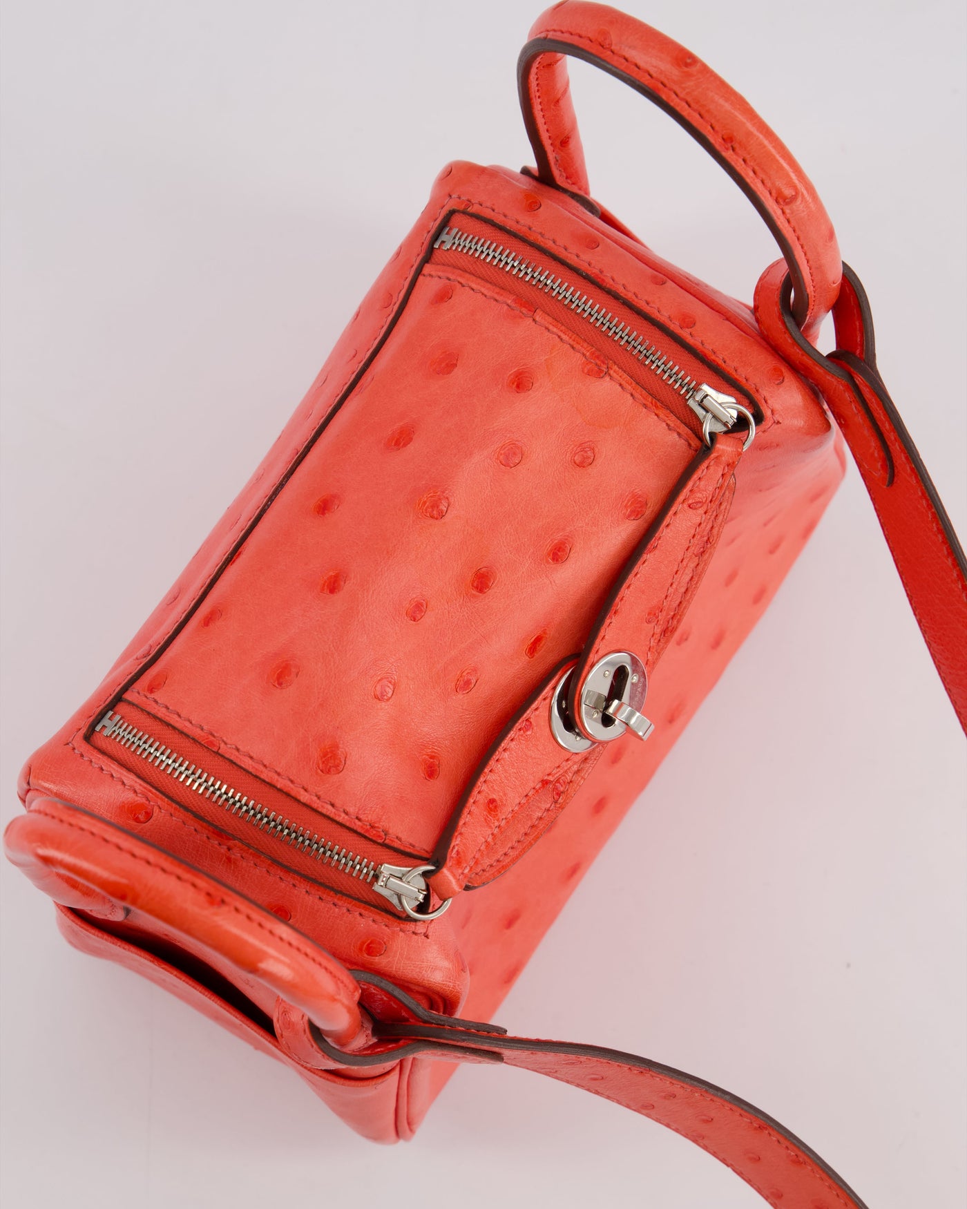 Hermes Mini Lindy Bag in Bougainvillea Ostrich Leather with Palladium Hardware - Product Image 15