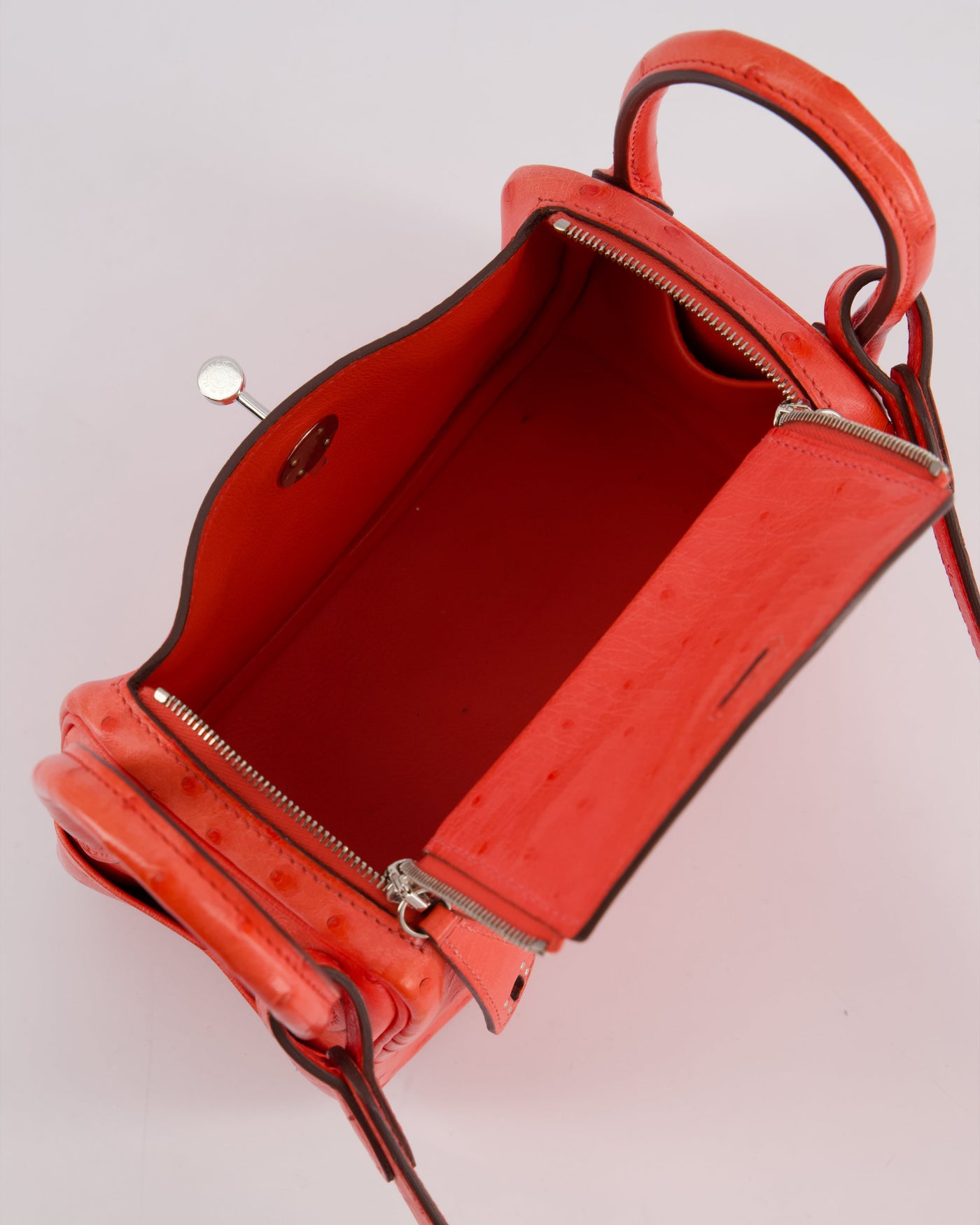 Hermes Mini Lindy Bag in Bougainvillea Ostrich Leather with Palladium Hardware - Product Image 16