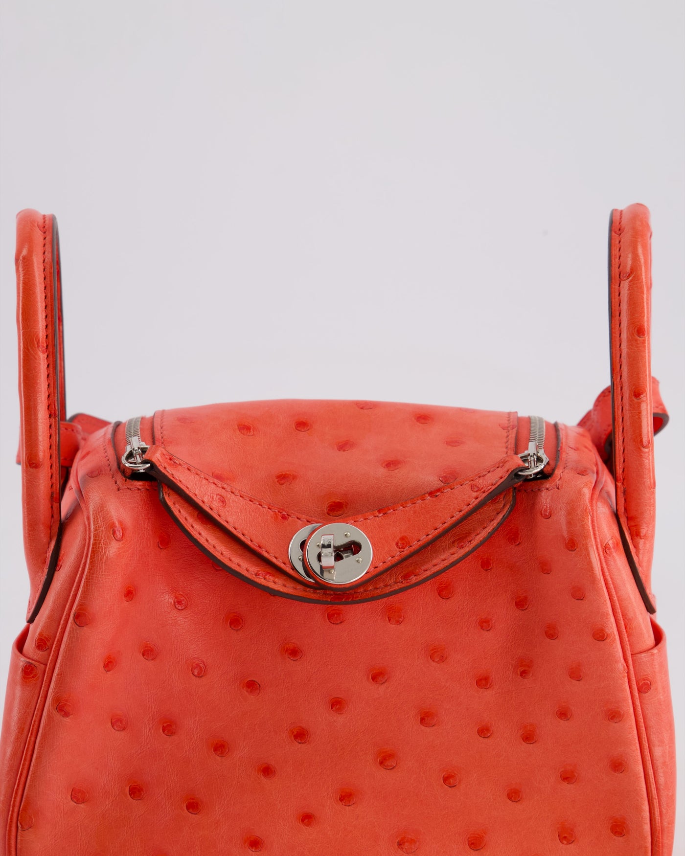 Hermes Mini Lindy Bag in Bougainvillea Ostrich Leather with Palladium Hardware - Product Image 14