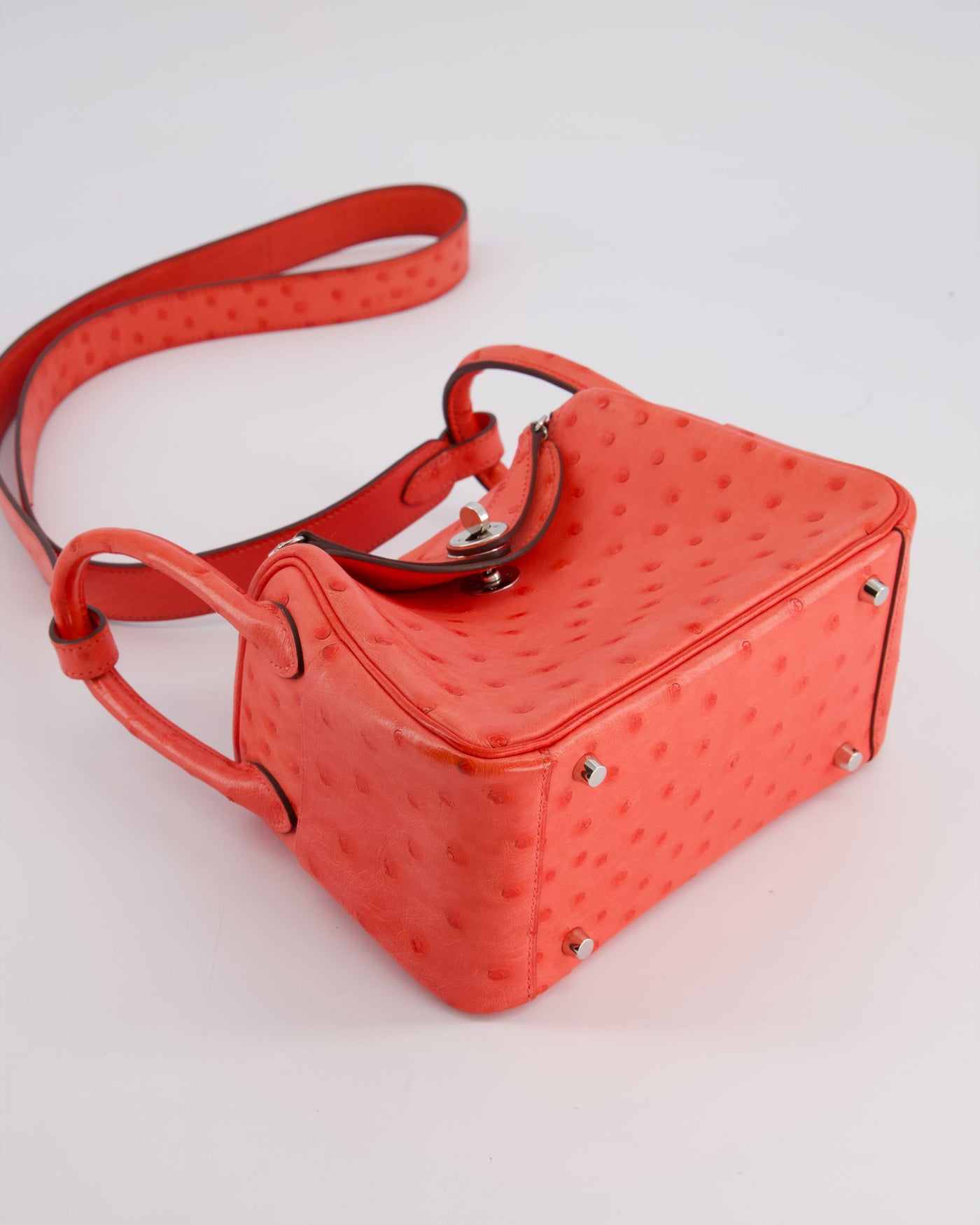 Hermes Mini Lindy Bag in Bougainvillea Ostrich Leather with Palladium Hardware - Product Image 19