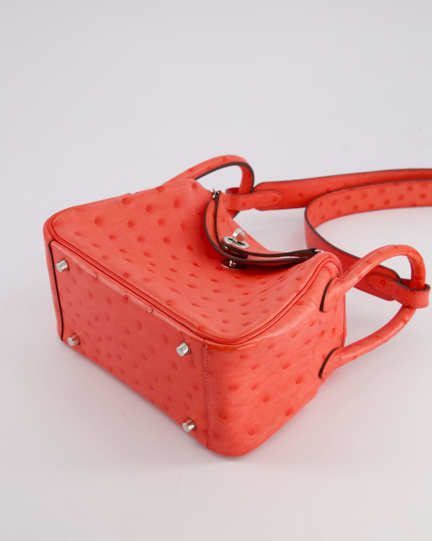 Hermes Mini Lindy Bag in Bougainvillea Ostrich Leather with Palladium Hardware - Product Image 17