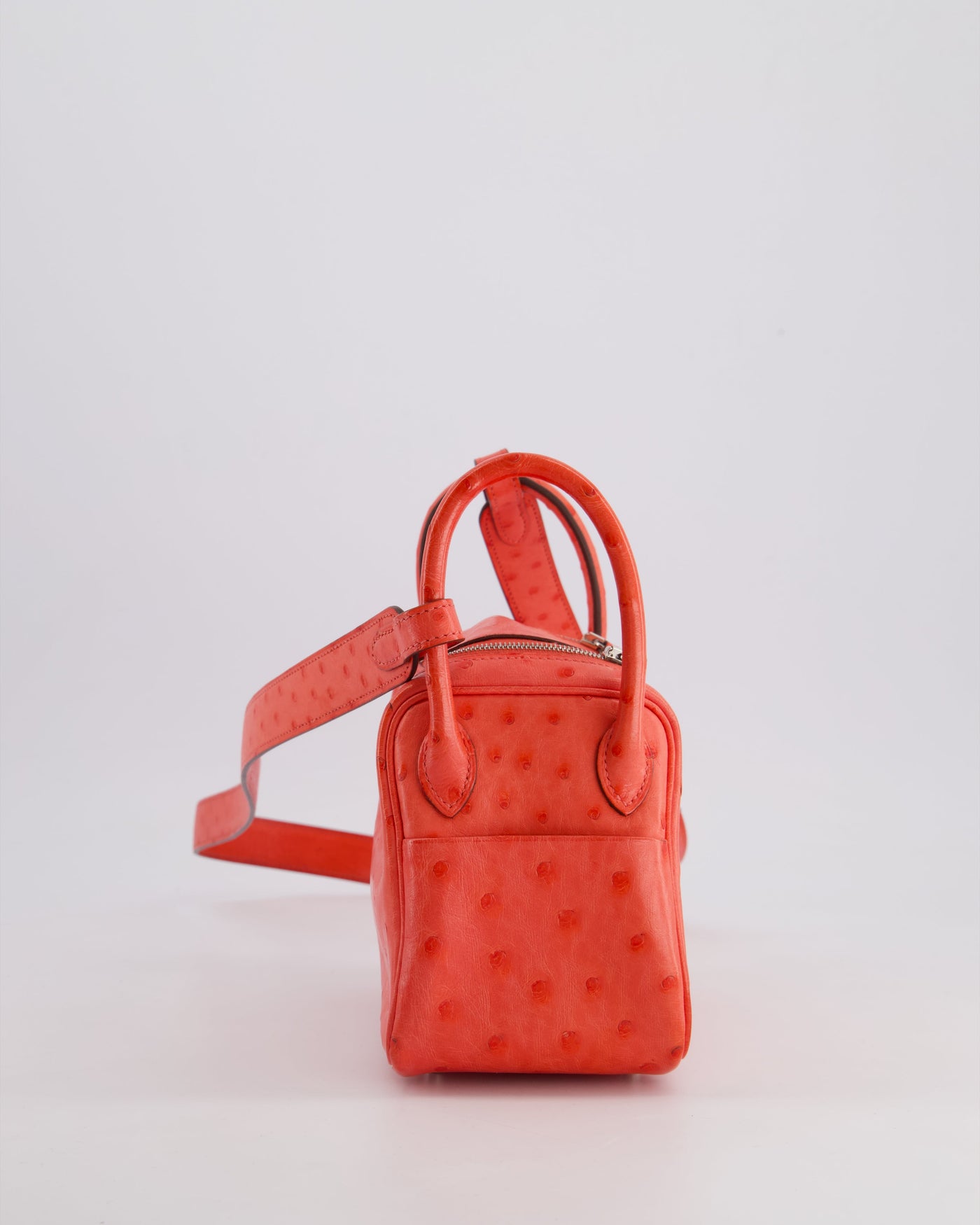 Hermes Mini Lindy Bag in Bougainvillea Ostrich Leather with Palladium Hardware - Product Image 5