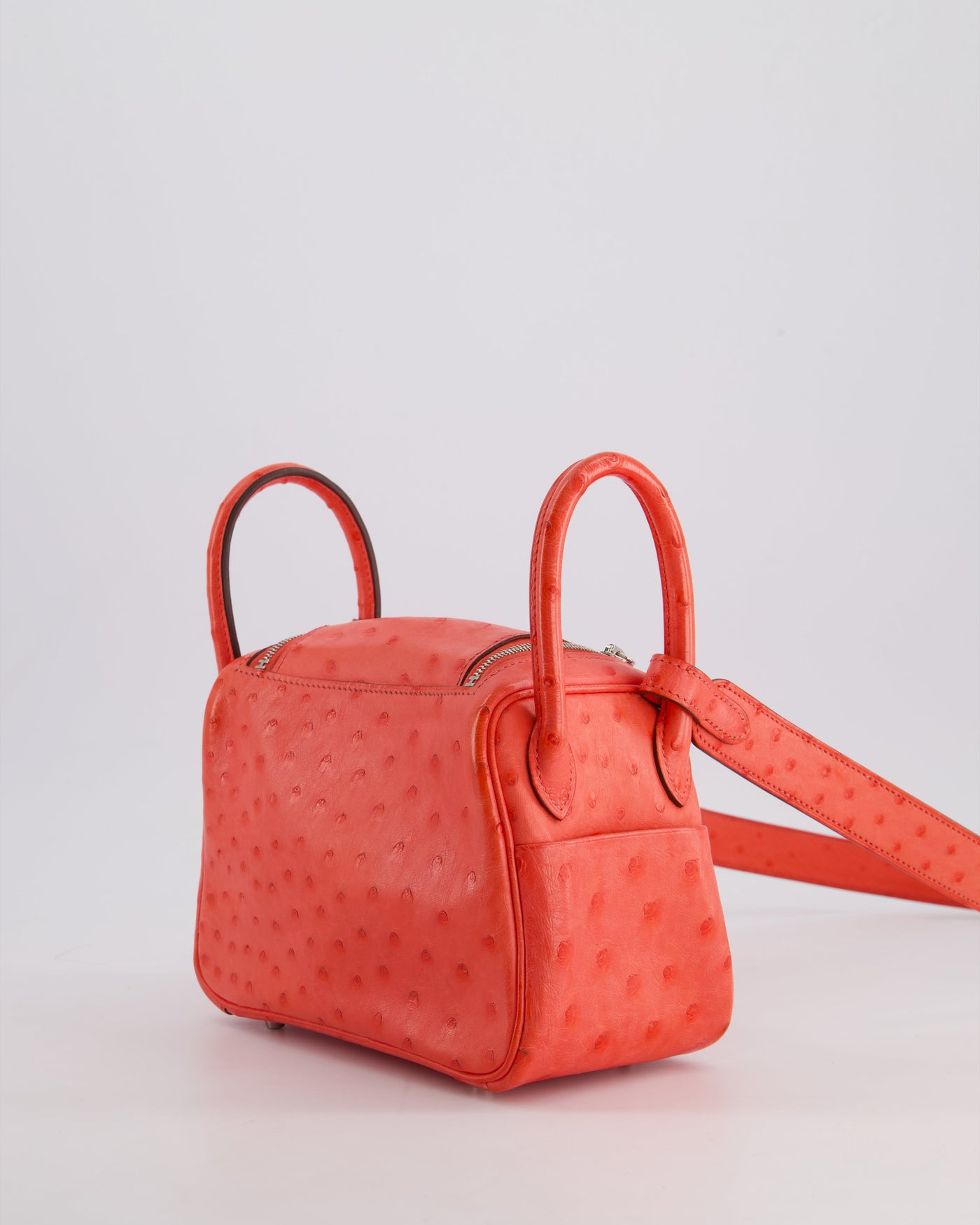 Hermes Mini Lindy Bag in Bougainvillea Ostrich Leather with Palladium Hardware - Product Image 6