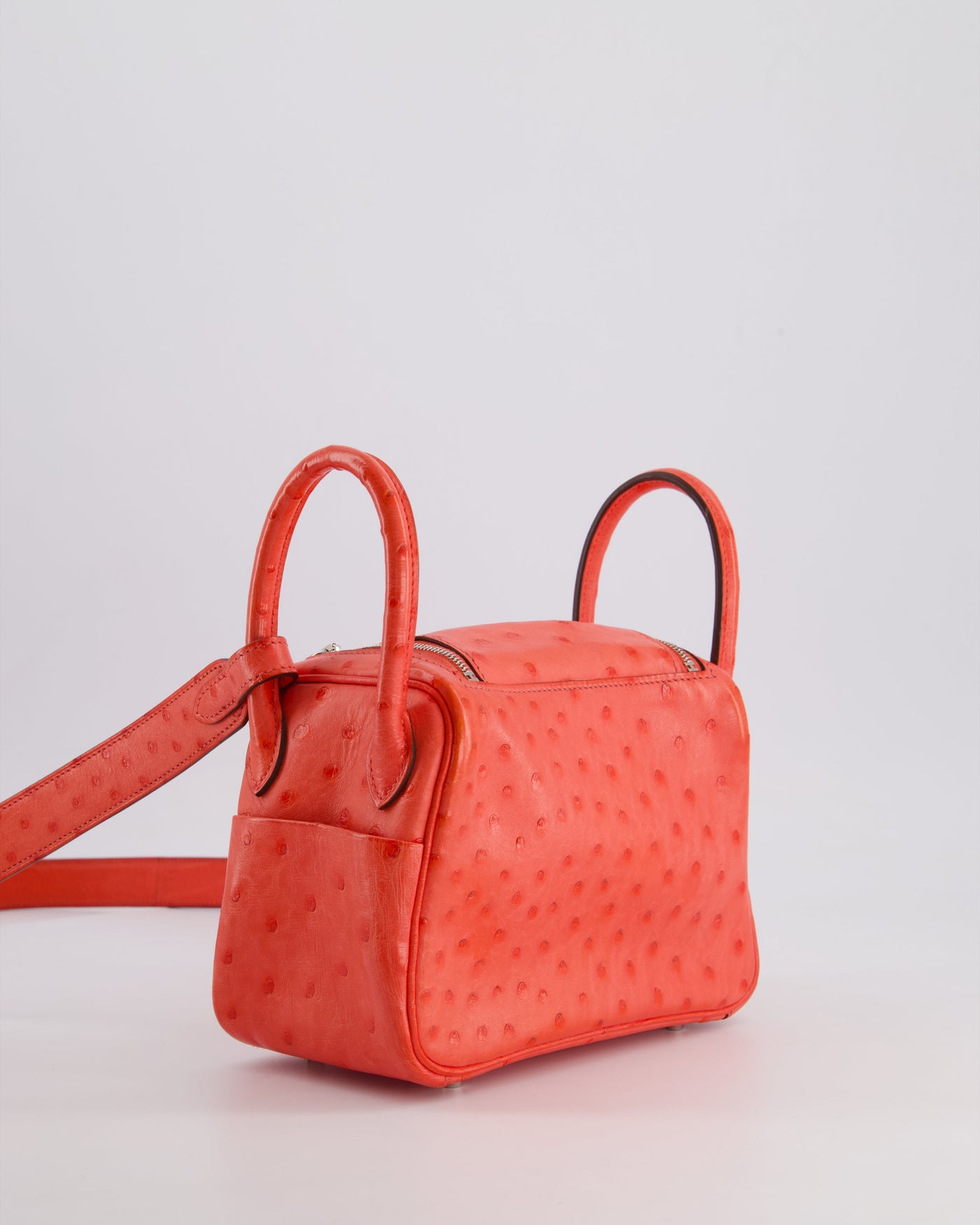 Hermes Mini Lindy Bag in Bougainvillea Ostrich Leather with Palladium Hardware - Product Image 8