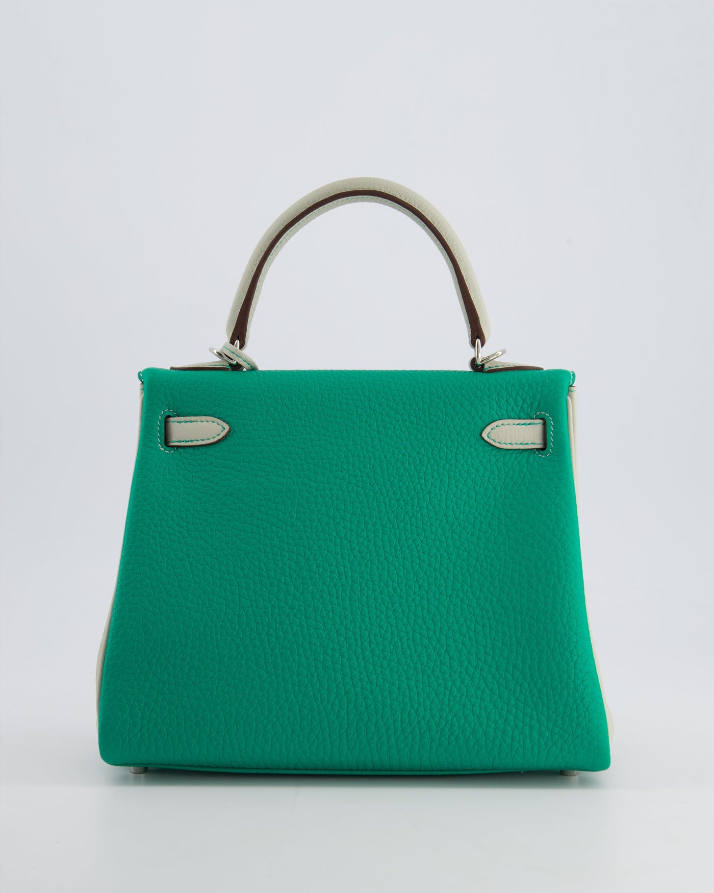 *SUPER RARE* Hermes HSS Kelly 25 Retourne Bag in Vert Vertigo & Gris Perle Togo Leather with Palladium Hardware & Contrast Stitching - Product Image 6