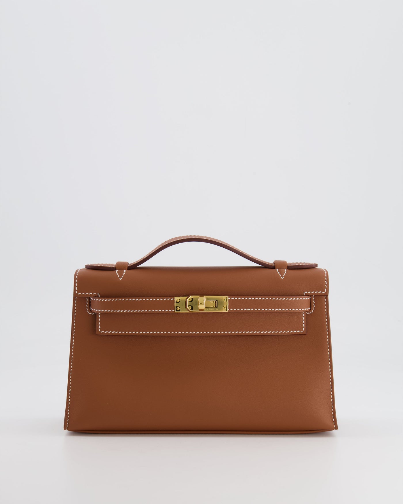 *RARE* Hermes Mini Kelly Pochette Bag in Gold Swift Leather with Gold Hardware | Studio Nafay