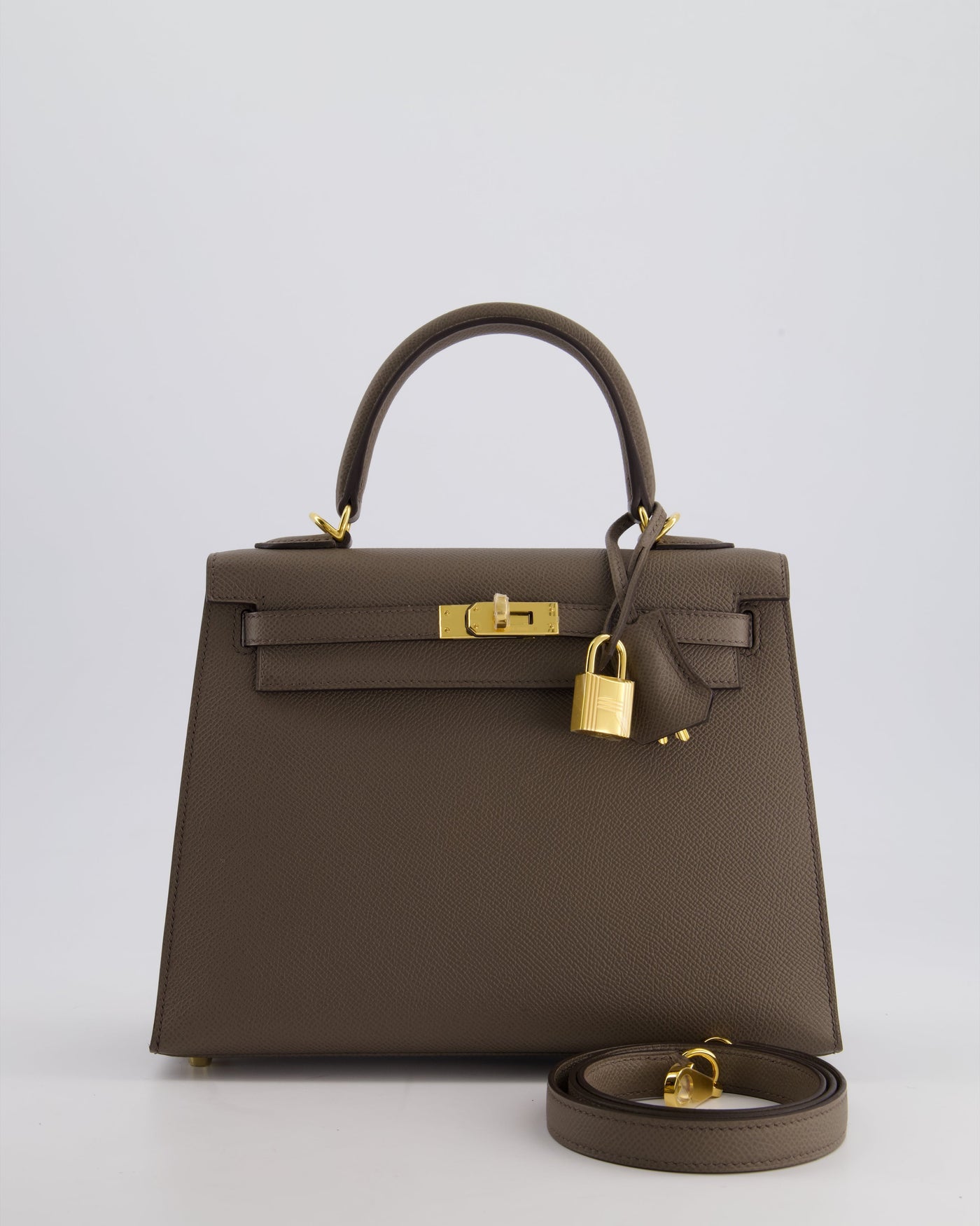 *RARE* Hermes Kelly 25 Sellier Bag in Gris Etain Epsom Leather with Gold Hardware - Product Image 21