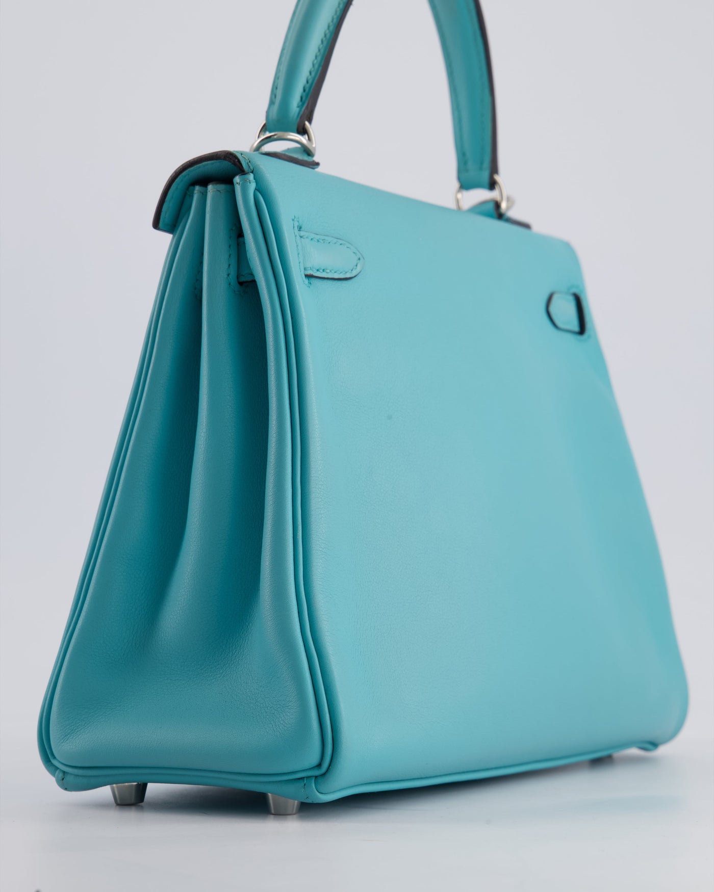 Hermes Kelly 25 Retourne Bag in Bleu Atoll Swift Leather with Palladium Hardware - Product Image 14