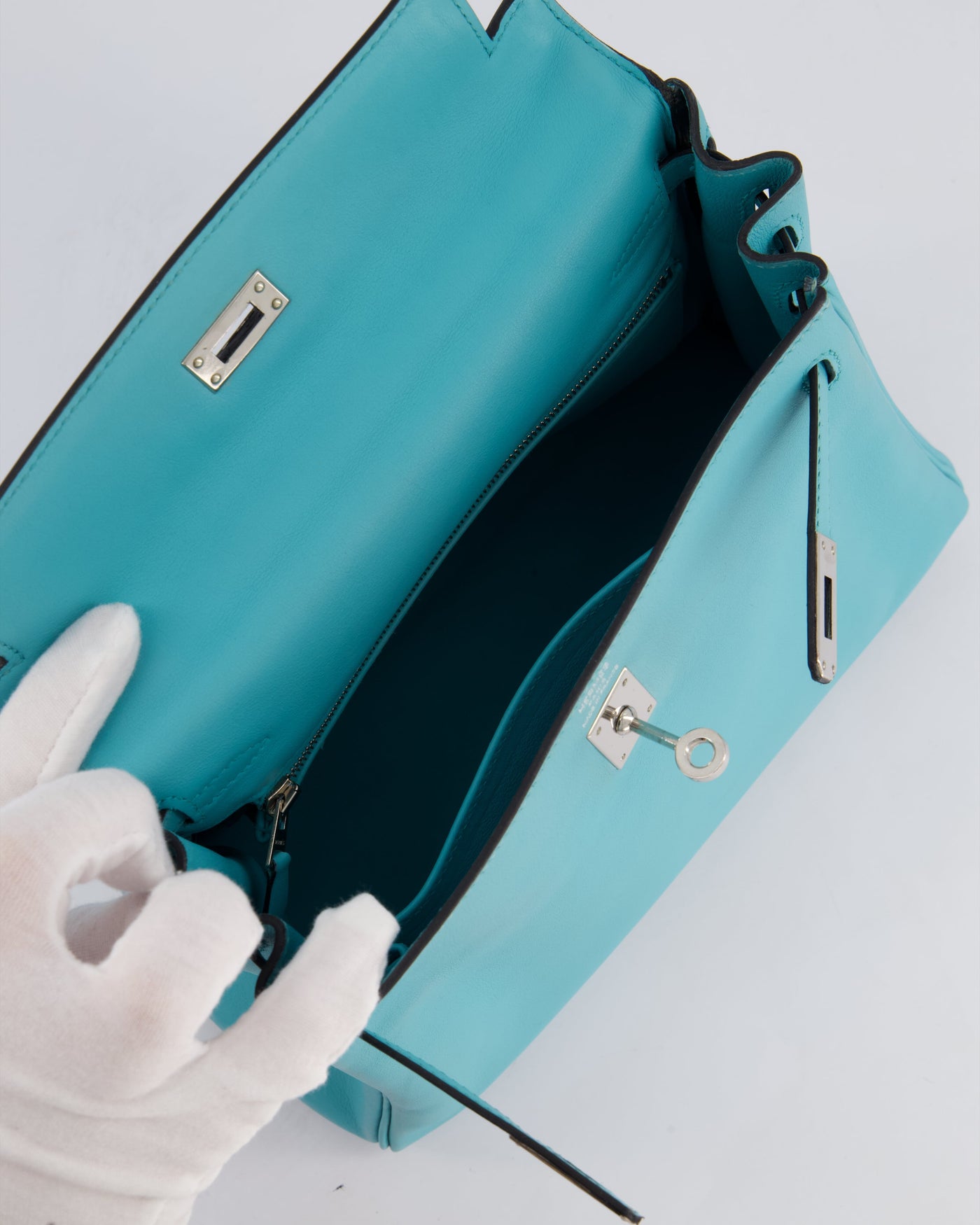 Hermes Kelly 25 Retourne Bag in Bleu Atoll Swift Leather with Palladium Hardware - Product Image 21