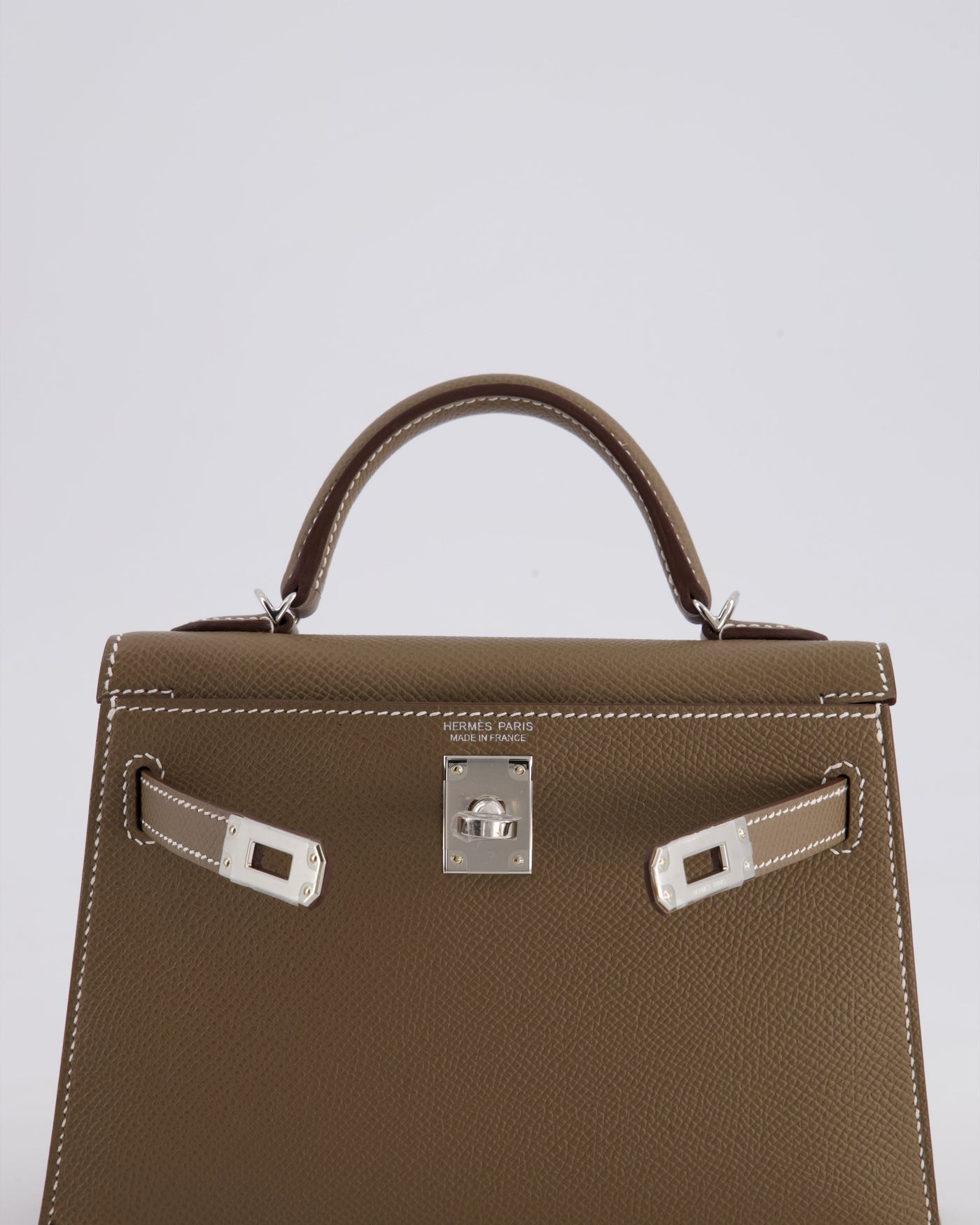 *HOT* Hermes Mini Kelly II 20 Bag in Etoupe Epsom Leather with Palladium Hardware - Product Image 16