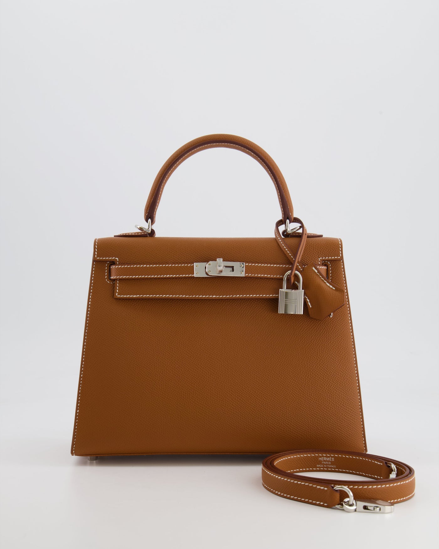 Hermes Kelly 25 Sellier Bag in Gold Epsom Leather with Palladium Hardware | Studio Nafay