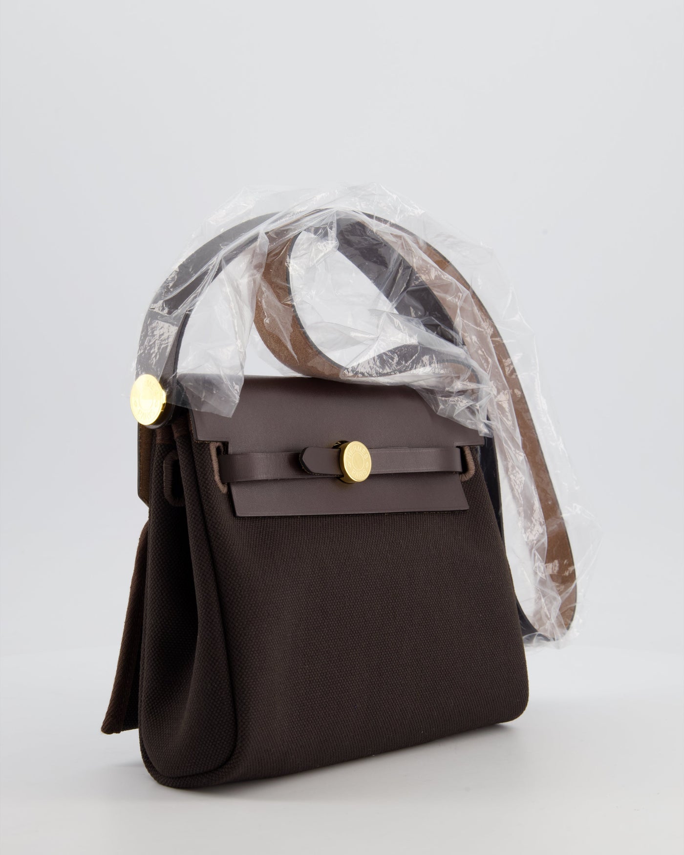 Hermes Herbag Zip 20 Bag in Ebene Viking Canvas & Ebene Vache Hunter Leather with Gold Hardware - Product Image 2