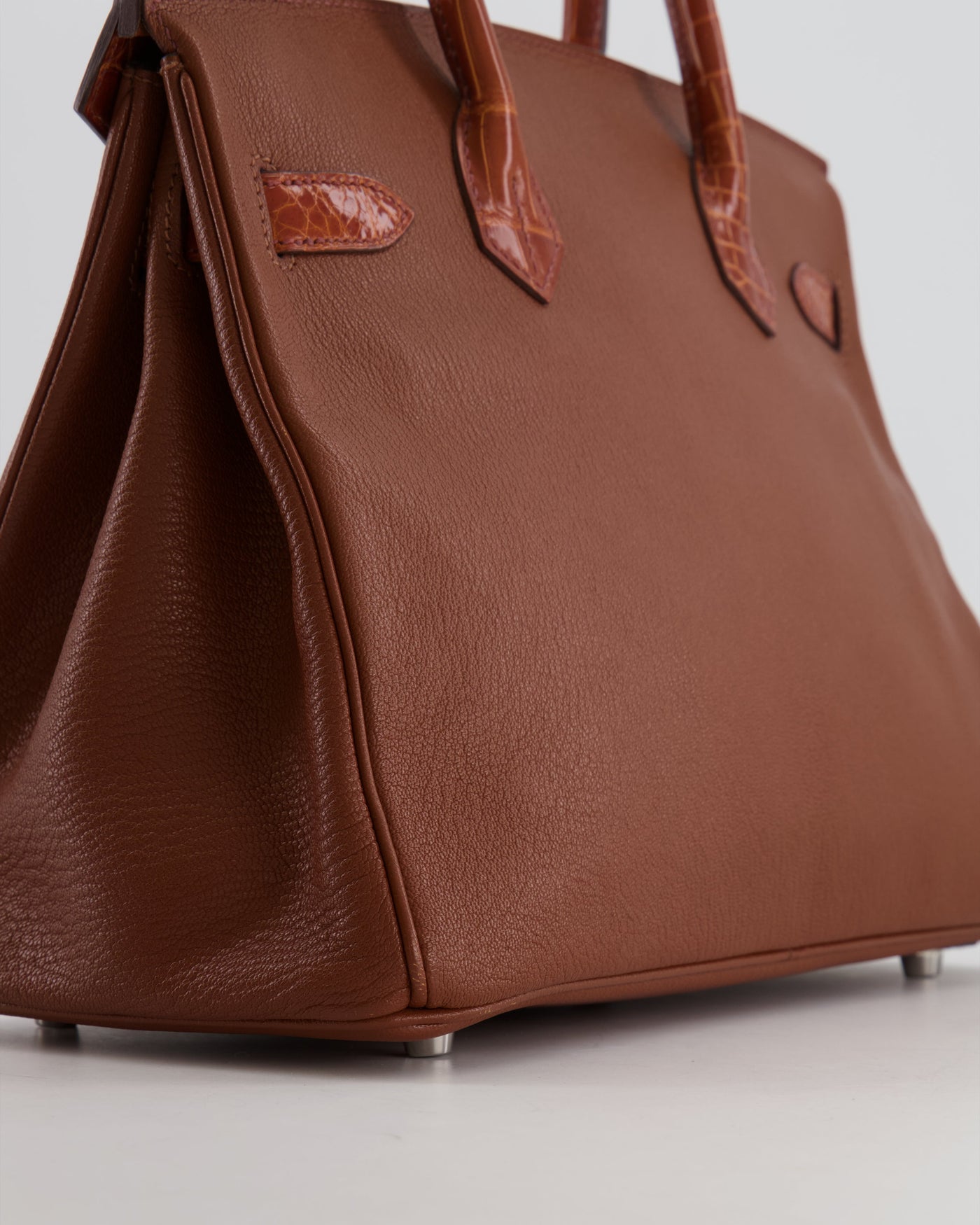 Hermes Birkin 30 Touch Bag in Noisette Chèvre Mysore and Etrusque Crocodile Niloticus Leather with Palladium Hardware - Product Image 15