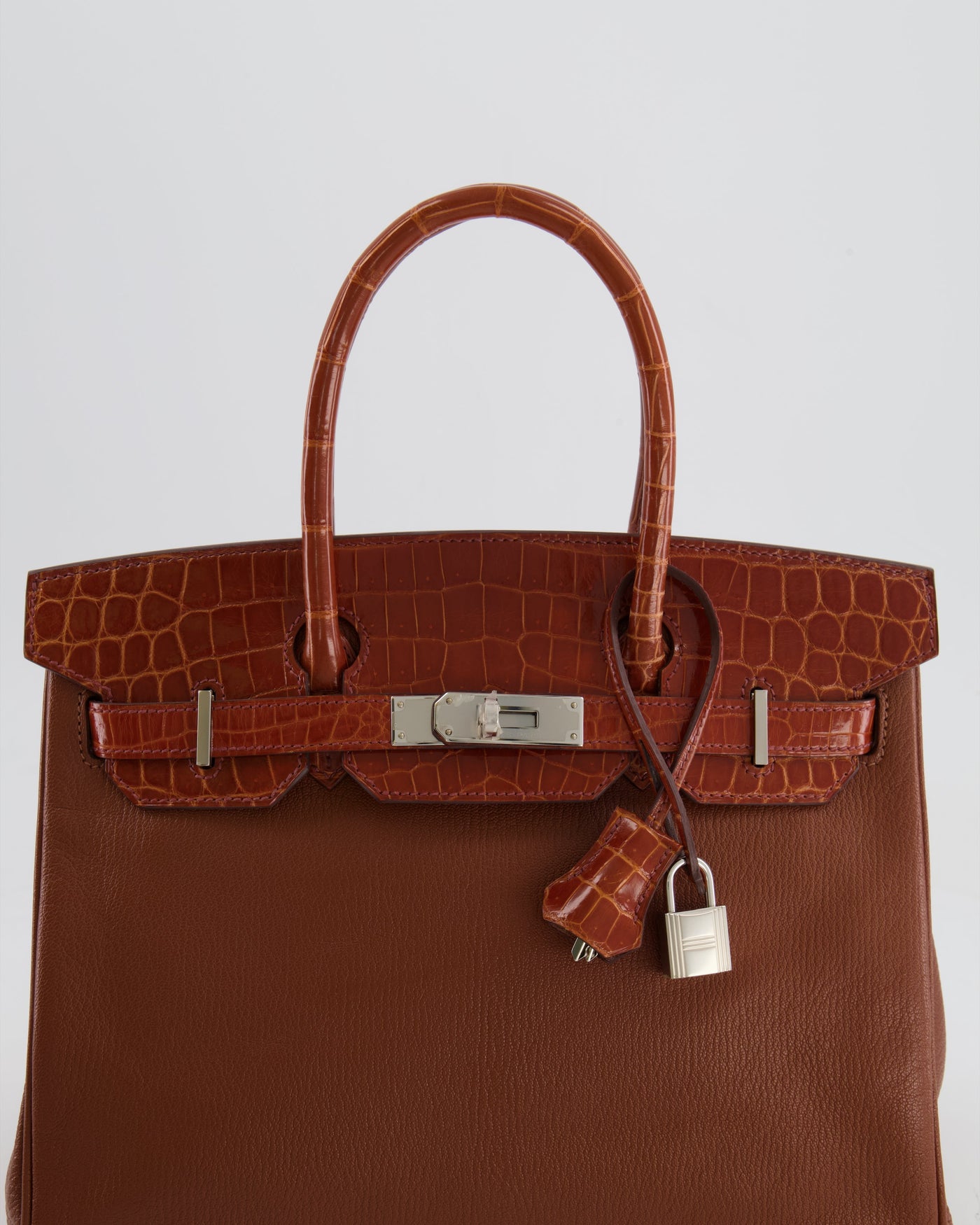 Hermes Birkin 30 Touch Bag in Noisette Chèvre Mysore and Etrusque Crocodile Niloticus Leather with Palladium Hardware - Product Image 10