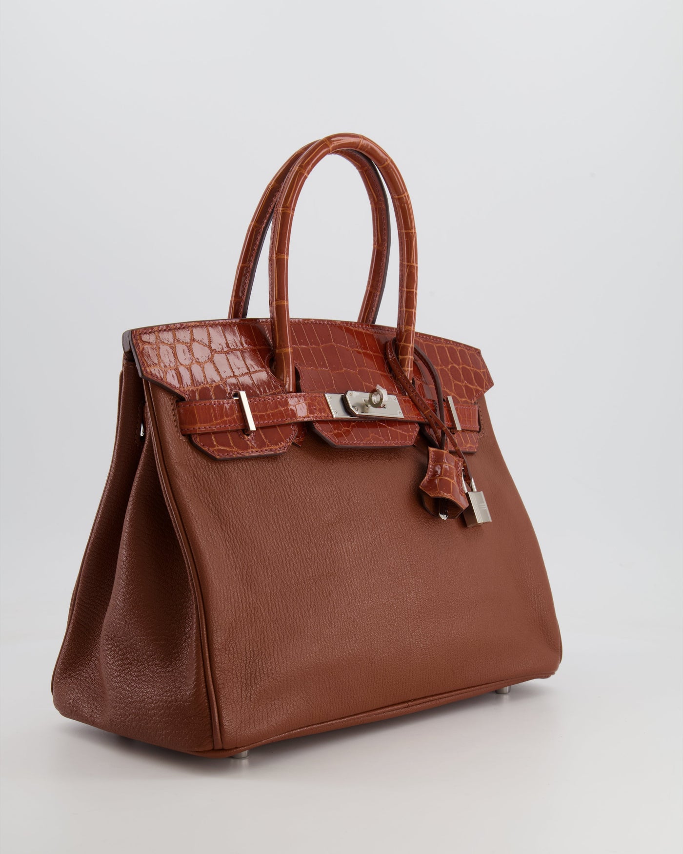 Hermes Birkin 30 Touch Bag in Noisette Chèvre Mysore and Etrusque Crocodile Niloticus Leather with Palladium Hardware - Product Image 3