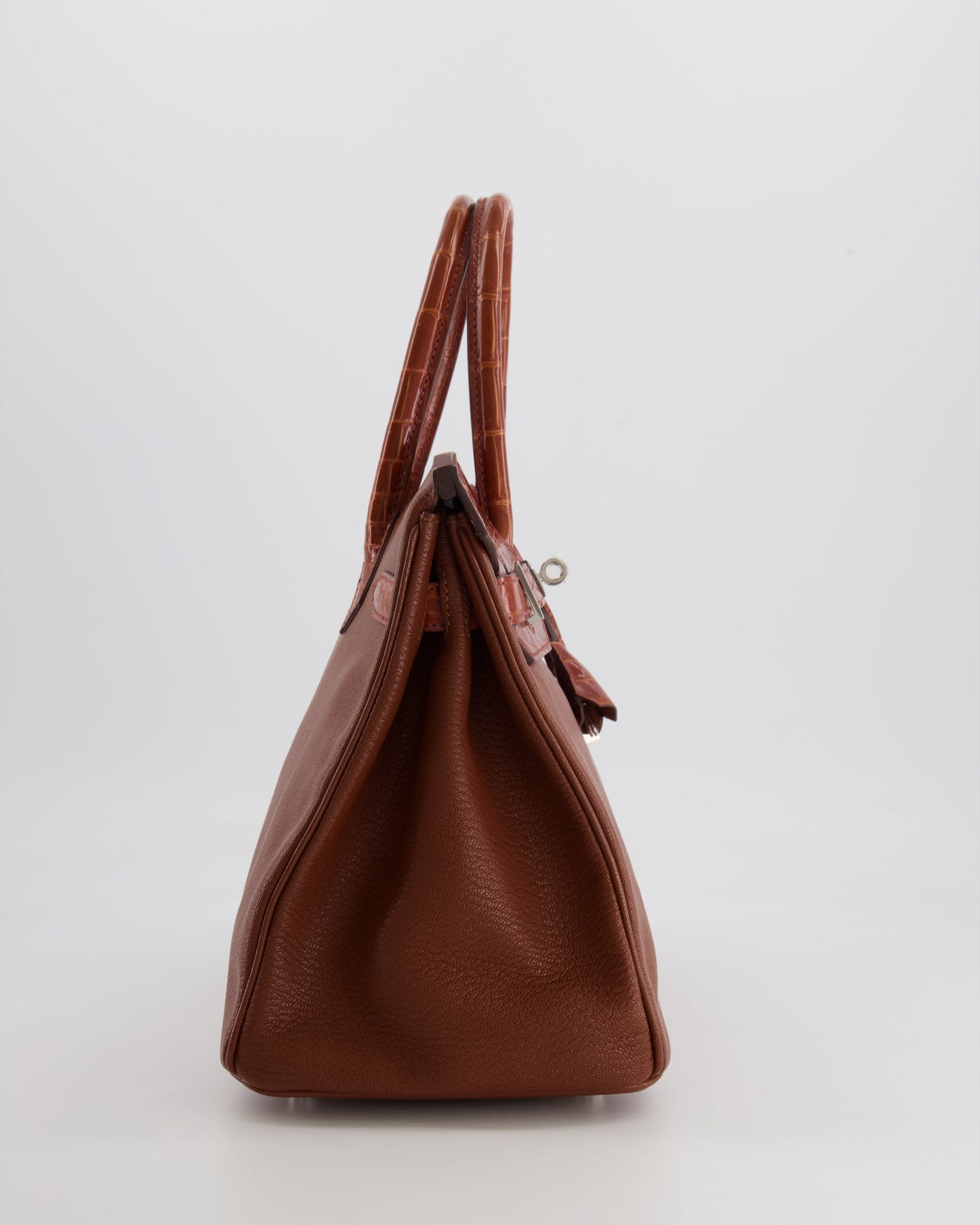 Hermes Birkin 30 Touch Bag in Noisette Chèvre Mysore and Etrusque Crocodile Niloticus Leather with Palladium Hardware - Product Image 5