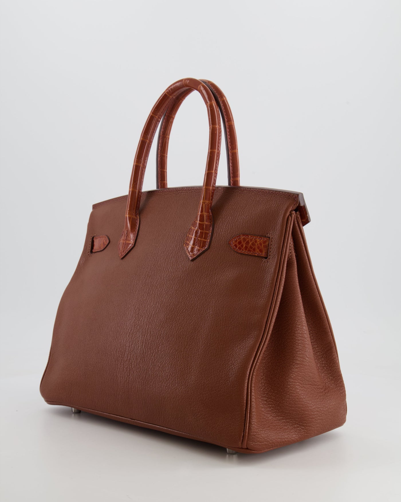 Hermes Birkin 30 Touch Bag in Noisette Chèvre Mysore and Etrusque Crocodile Niloticus Leather with Palladium Hardware - Product Image 7