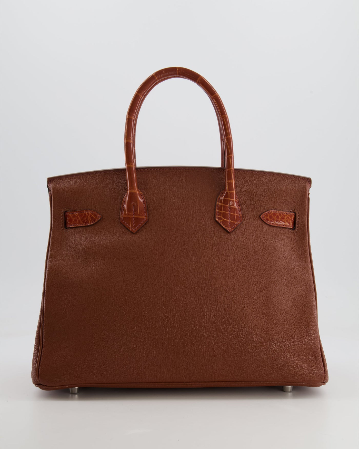 Hermes Birkin 30 Touch Bag in Noisette Chèvre Mysore and Etrusque Crocodile Niloticus Leather with Palladium Hardware - Product Image 9