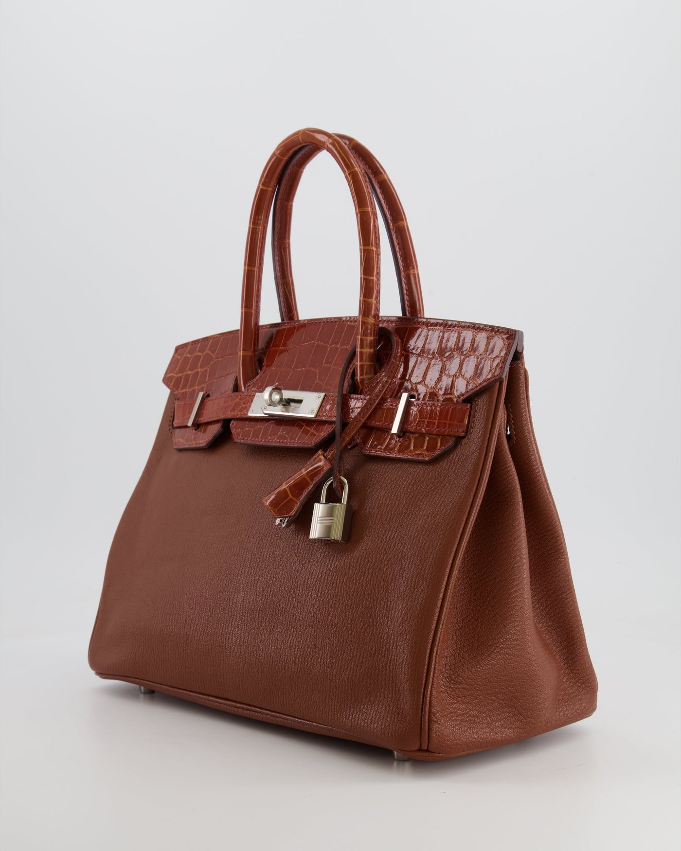 Hermes Birkin 30 Touch Bag in Noisette Chèvre Mysore and Etrusque Crocodile Niloticus Leather with Palladium Hardware - Product Image 4