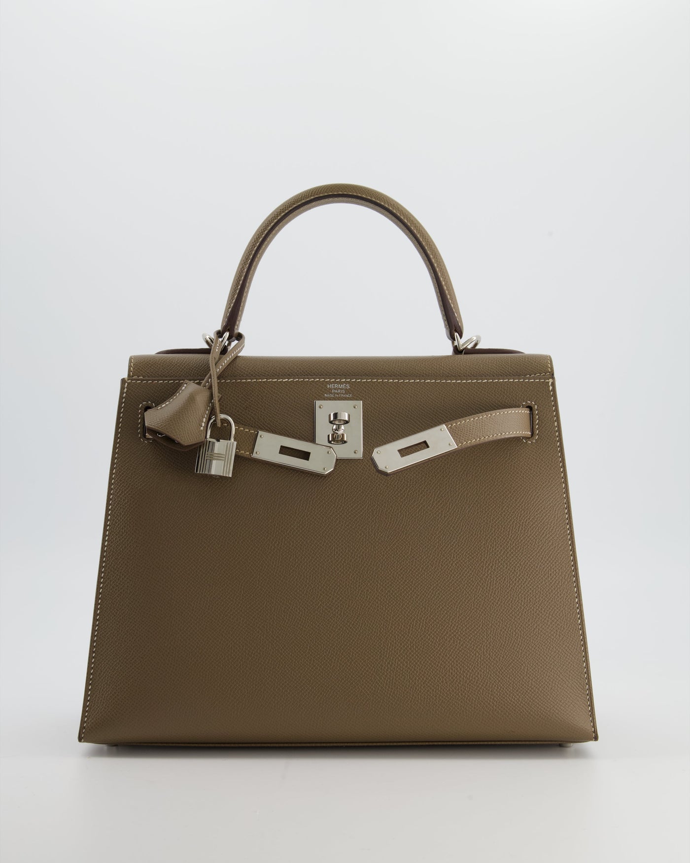 Hermes Kelly 28 Sellier Bag in Etoupe Epsom Leather with Palladium Hardware - Product Image 12