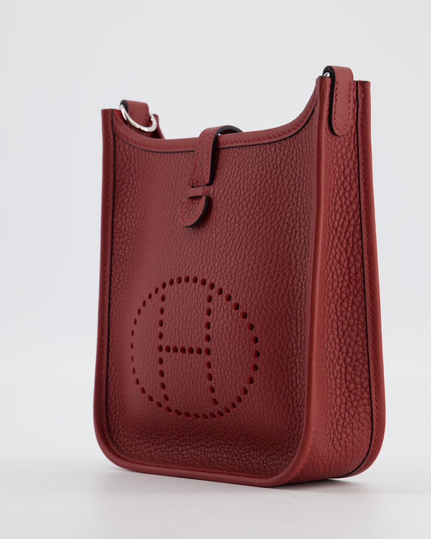 Hermes Mini Evelyne Bag in Rouge H in Clemence Leather with Palladium Hardware - Product Image 13