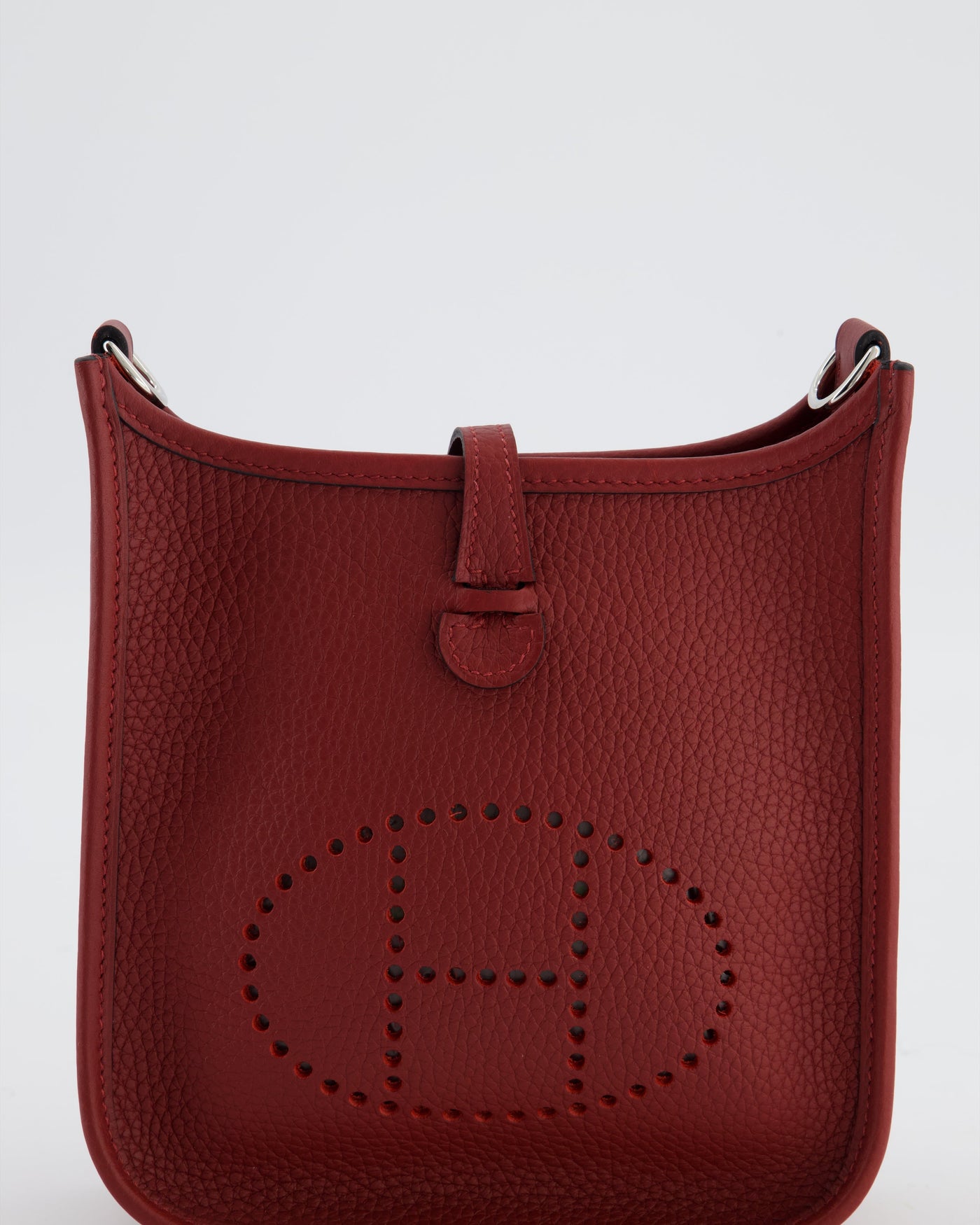 Hermes Mini Evelyne Bag in Rouge H in Clemence Leather with Palladium Hardware - Product Image 16