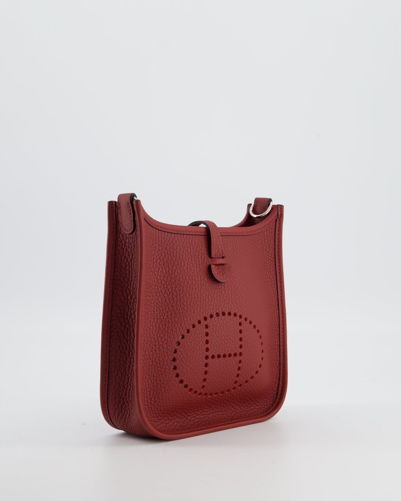 Hermes Mini Evelyne Bag in Rouge H in Clemence Leather with Palladium Hardware - Product Image 3