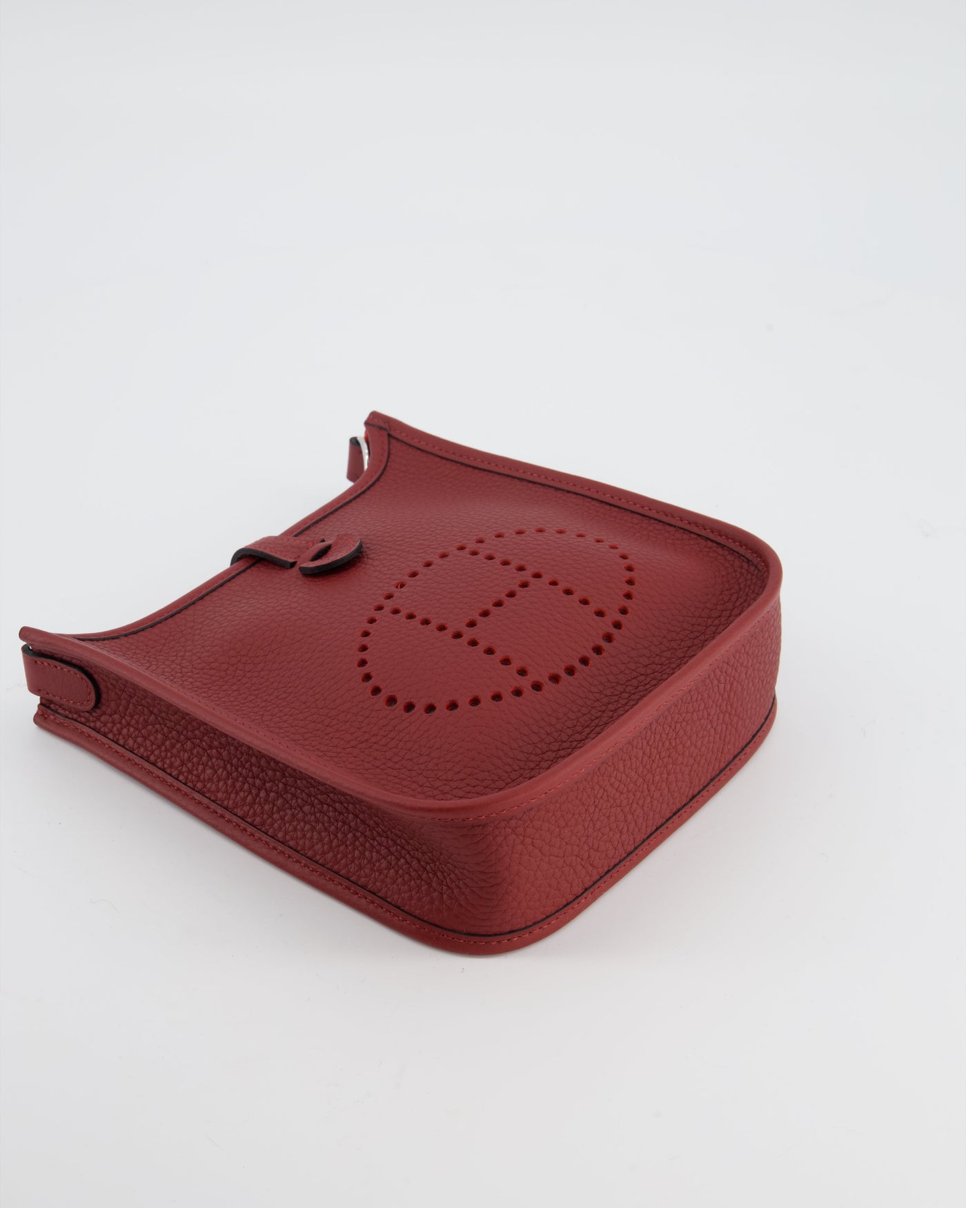 Hermes Mini Evelyne Bag in Rouge H in Clemence Leather with Palladium Hardware - Product Image 17