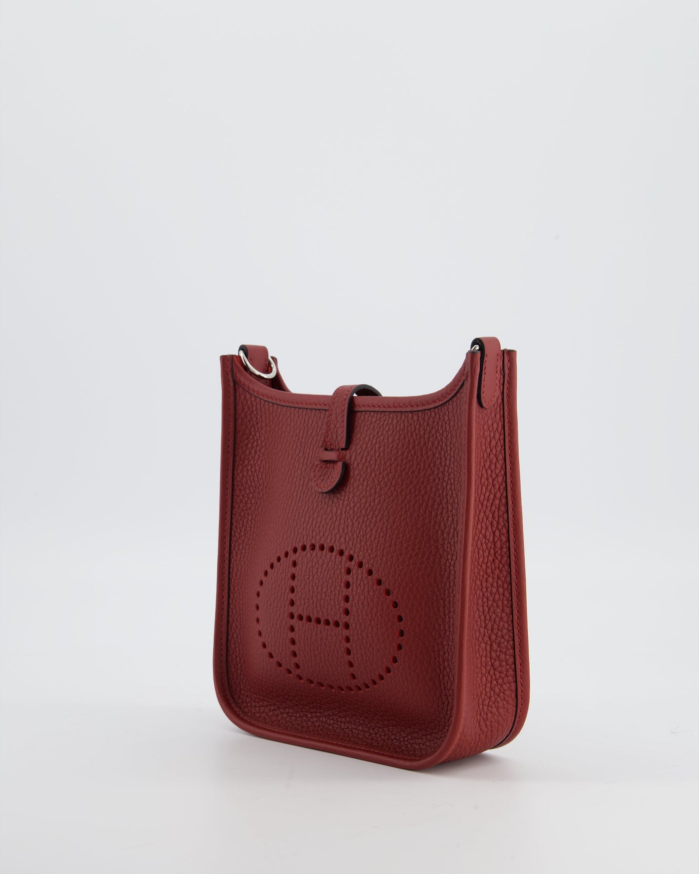 Hermes Mini Evelyne Bag in Rouge H in Clemence Leather with Palladium Hardware - Product Image 9