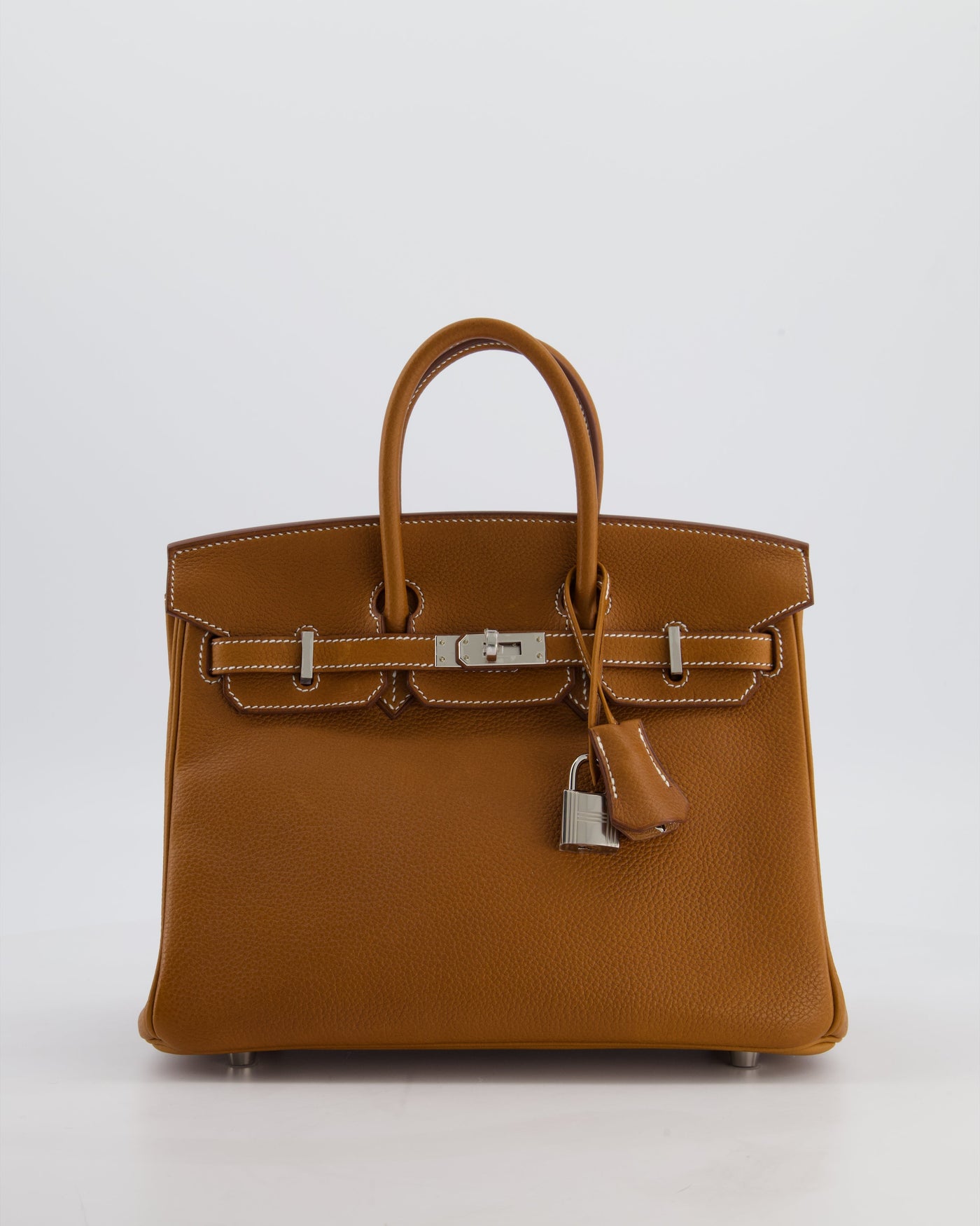 *RARE* Hermes Birkin 25 Retourne Bag in Fauve Barenia Faubourg Leather with Palladium Hardware | Studio Nafay