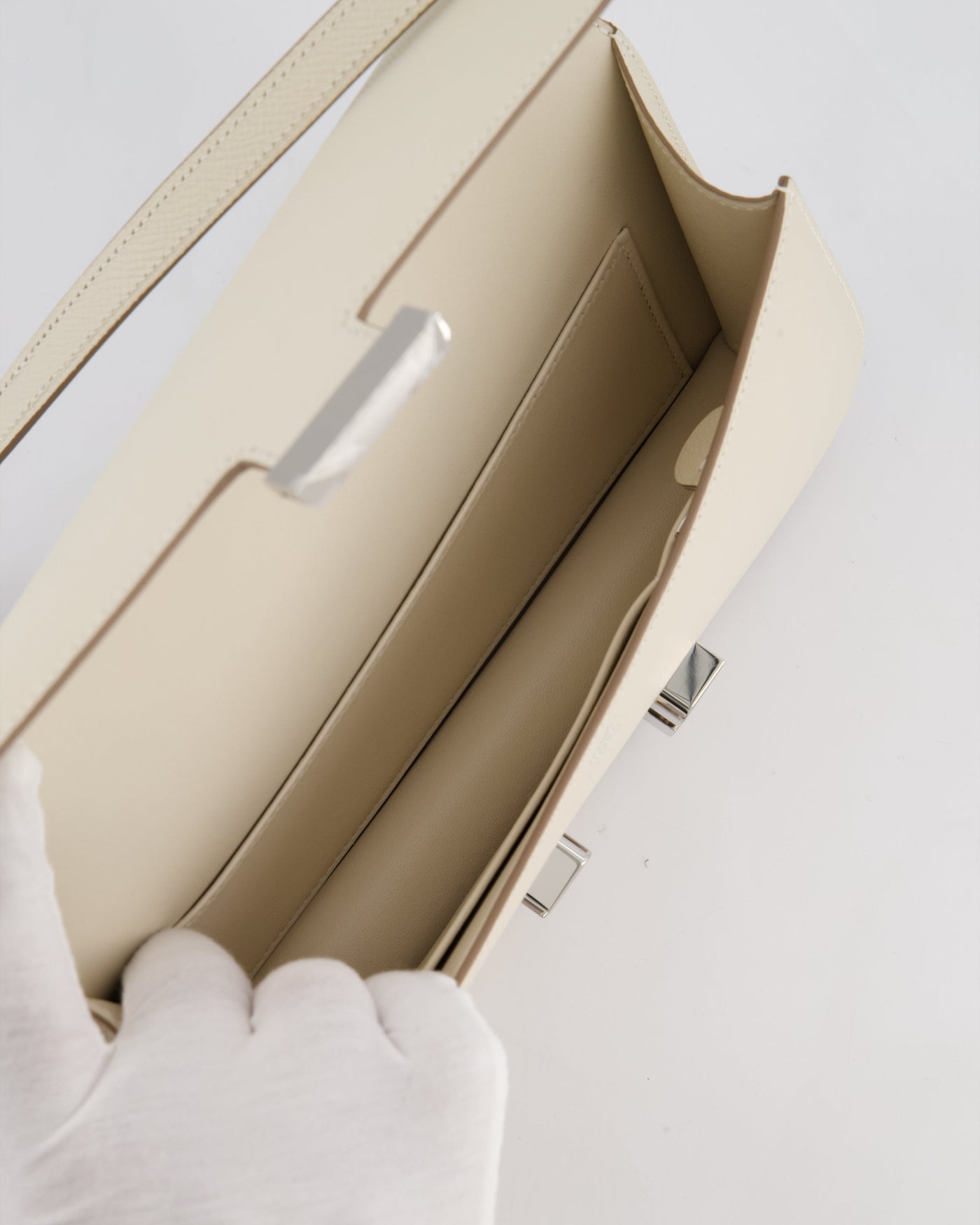 *NEW RELEASE* Hermes Constance 1-Elan Miroir Bag in Craie Epsom Leather with Palladium Hardware - Product Image 12