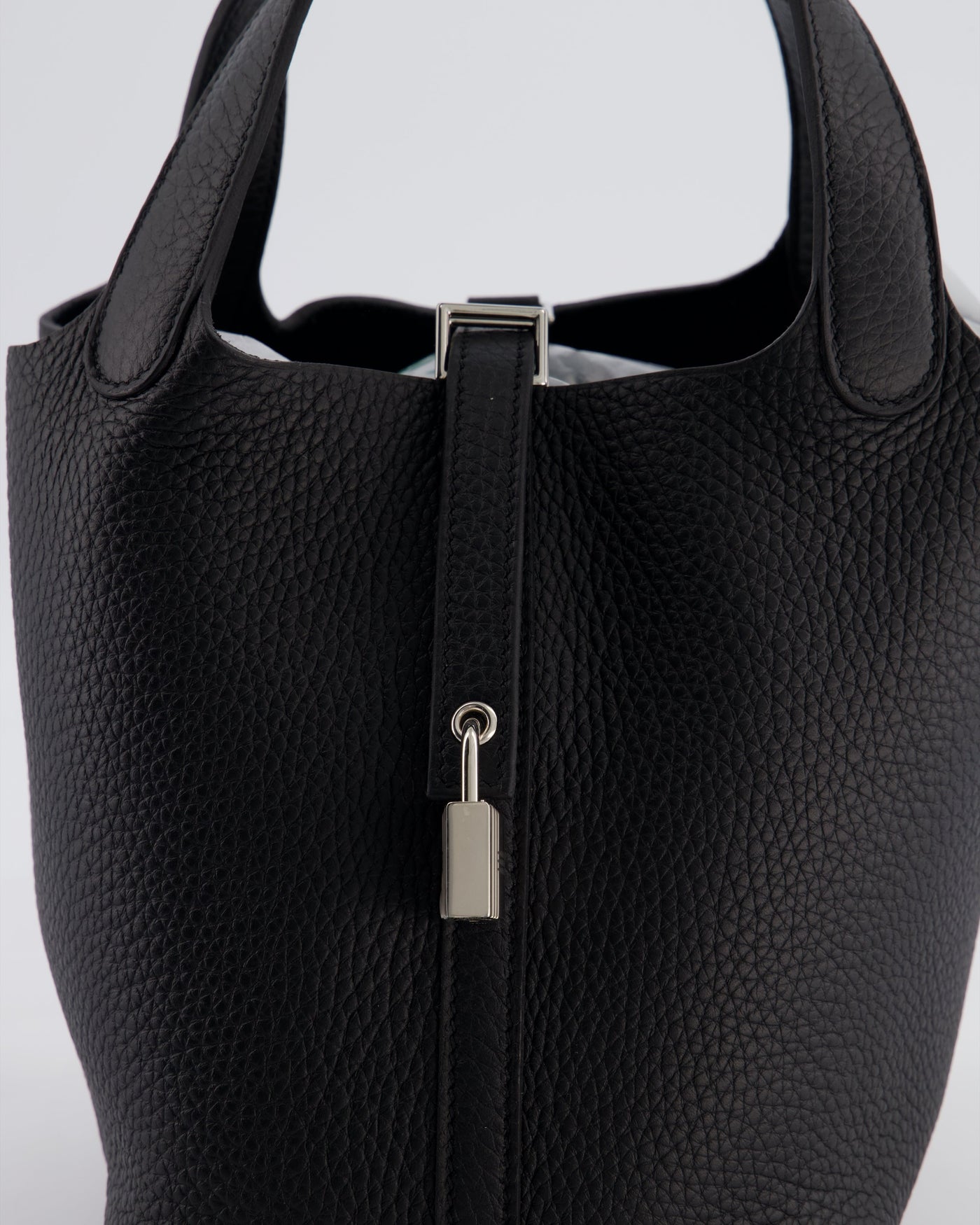 Hermes Picotin Lock 18 Bag in Noir Clemence Leather with Palladium Hardware - Product Image 9