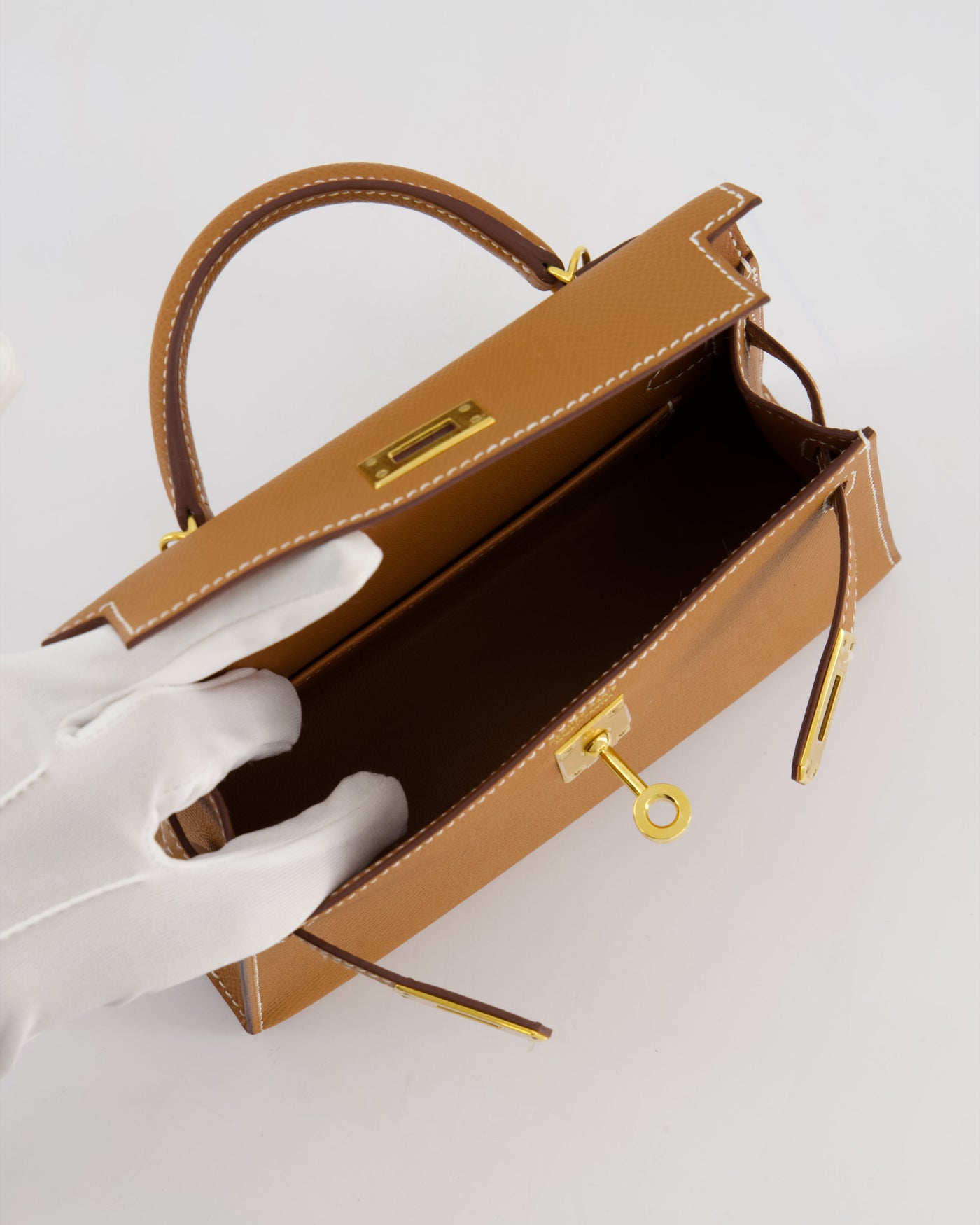 Hermes Mini Kelly II 20 Bag in Gold Epsom Leather with Gold Hardware - Product Image 21