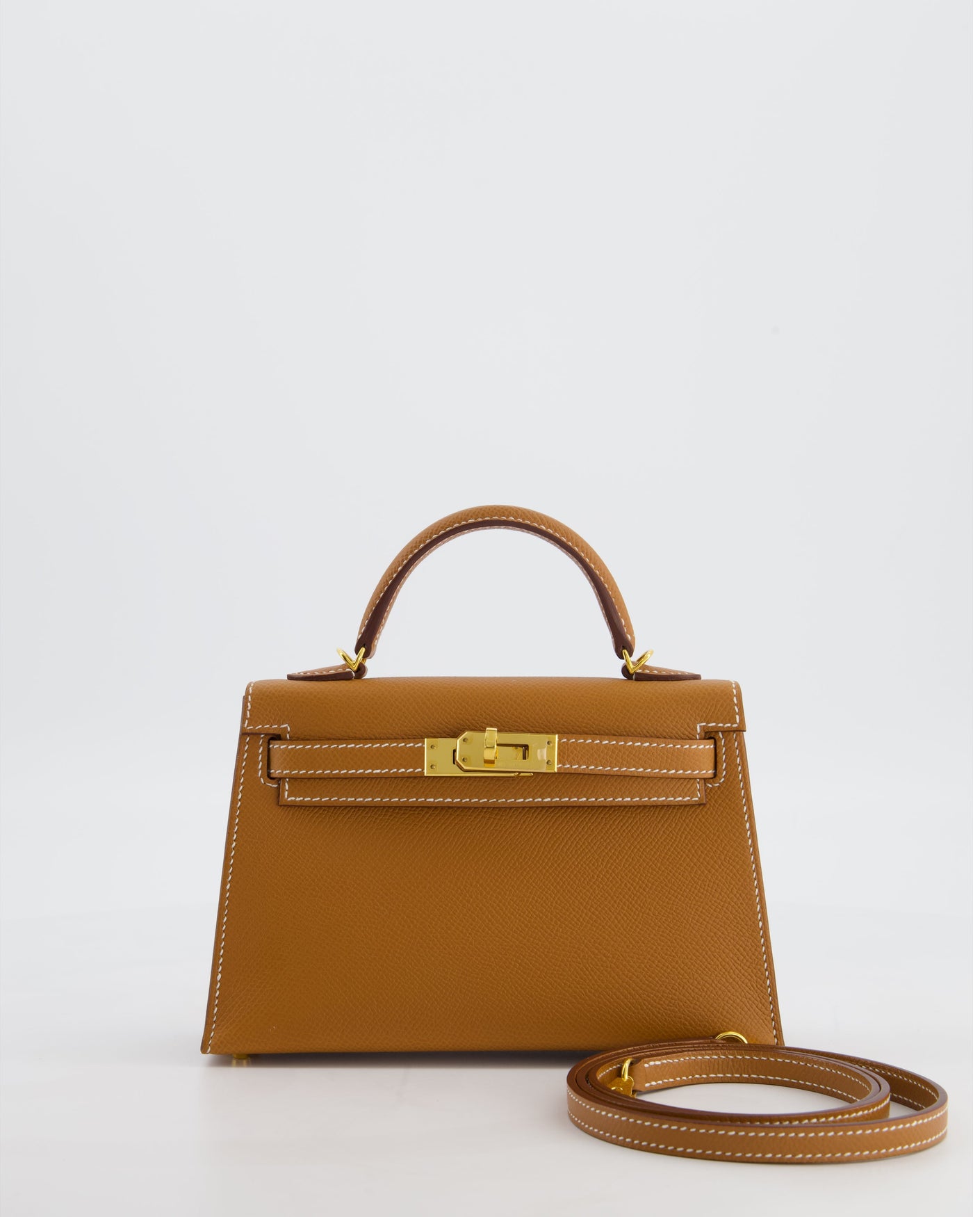 Hermes Mini Kelly II 20 Bag in Gold Epsom Leather with Gold Hardware | Studio Nafay