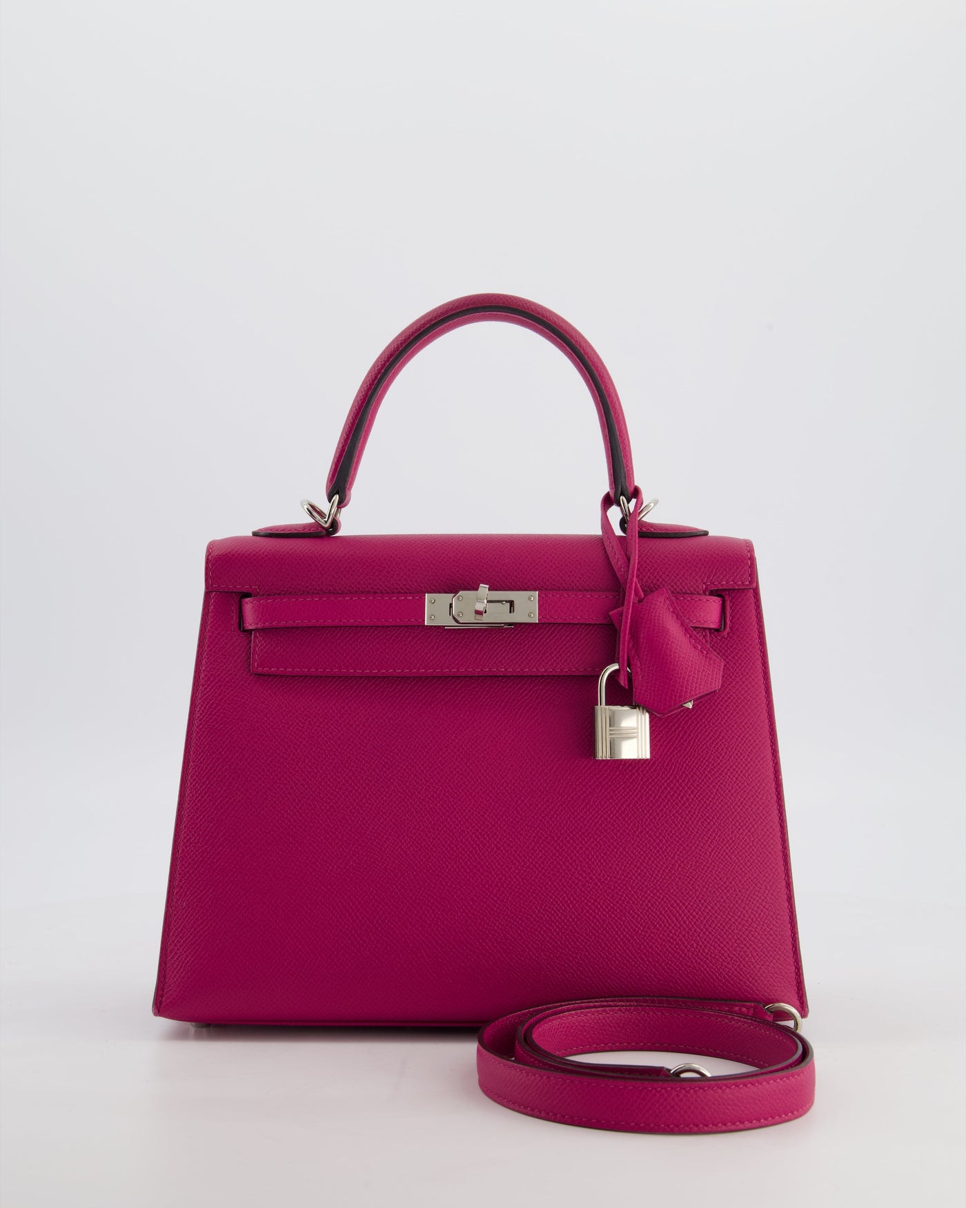 Hermes Kelly 25 Sellier Bag in Rose Pourpre Epsom Leather with Palladium Hardware | Studio Nafay