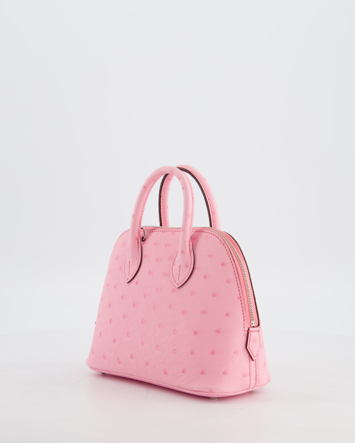 *HOT* Hermes Mini Bolide Bag in Rose Bubblegum Ostrich Leather with Palladium Hardware - Product Image 6