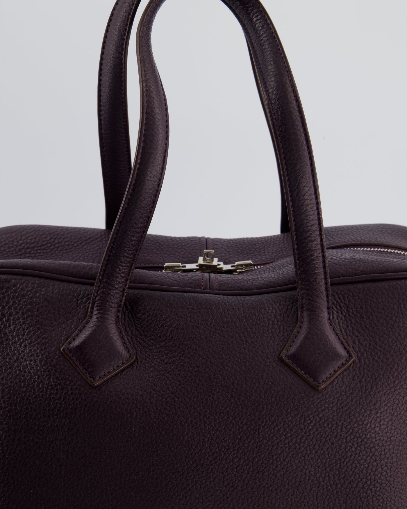 Hermes Victoria II 35cm Bag in Raisin Clemence Leather with Palladium Hardware - Product Image 12