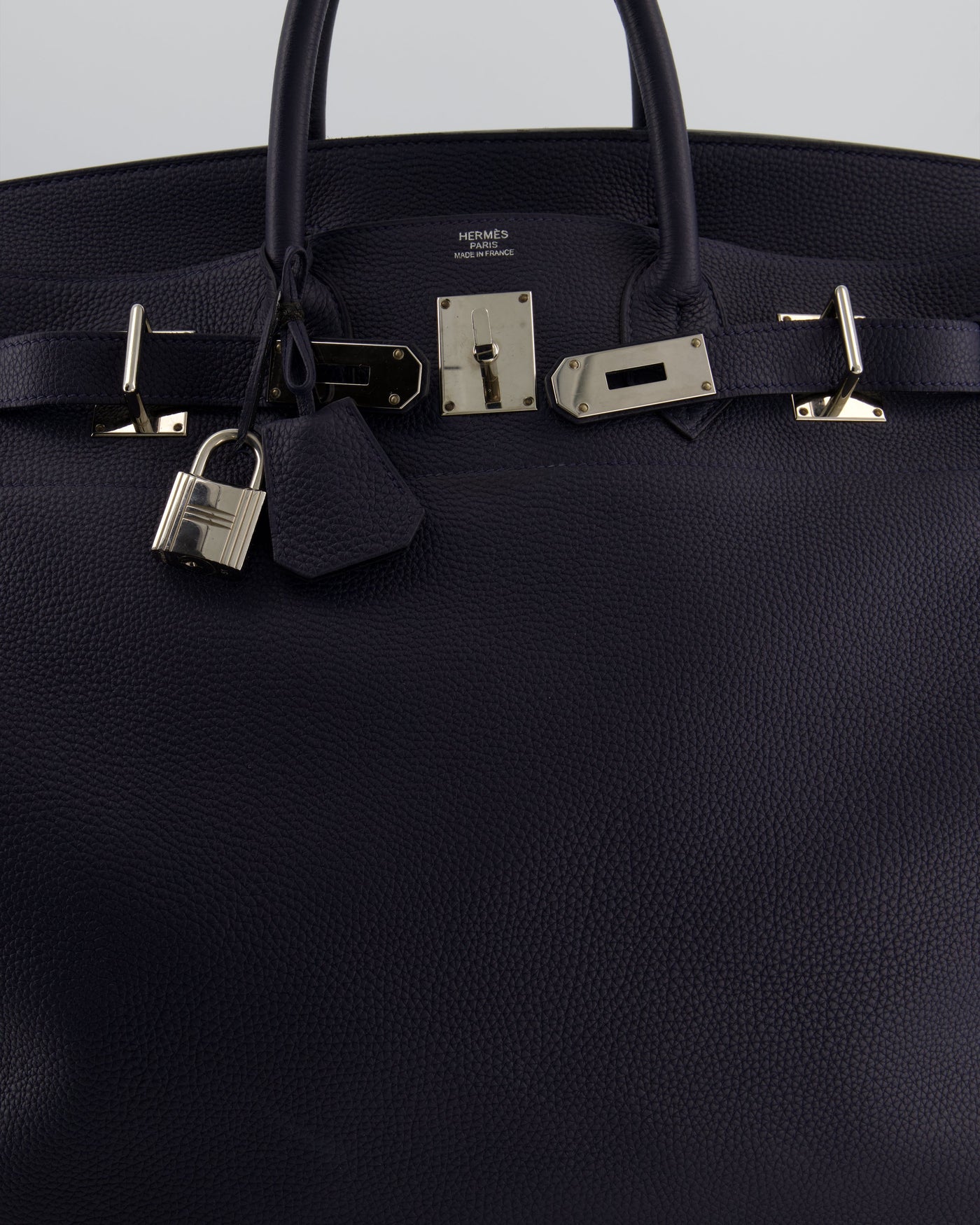 *RARE* Hermes HAC Bag 40 in Bleu Abysse Togo Leather With Palladium Hardware - Product Image 17