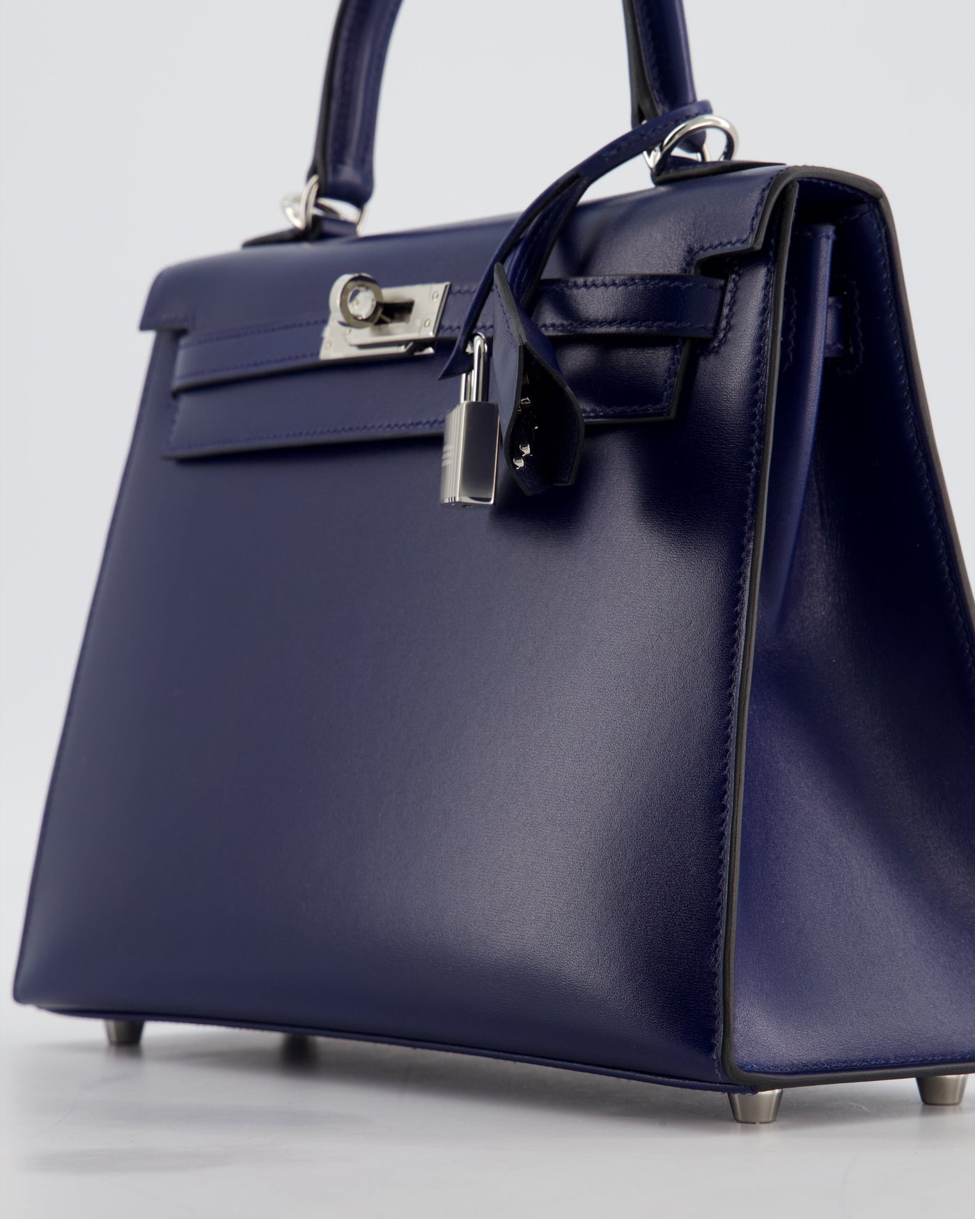 *RARE* Hermes Kelly 25 Sellier Bag in Bleu Saphir Box Leather with Palladium Hardware - Product Image 11