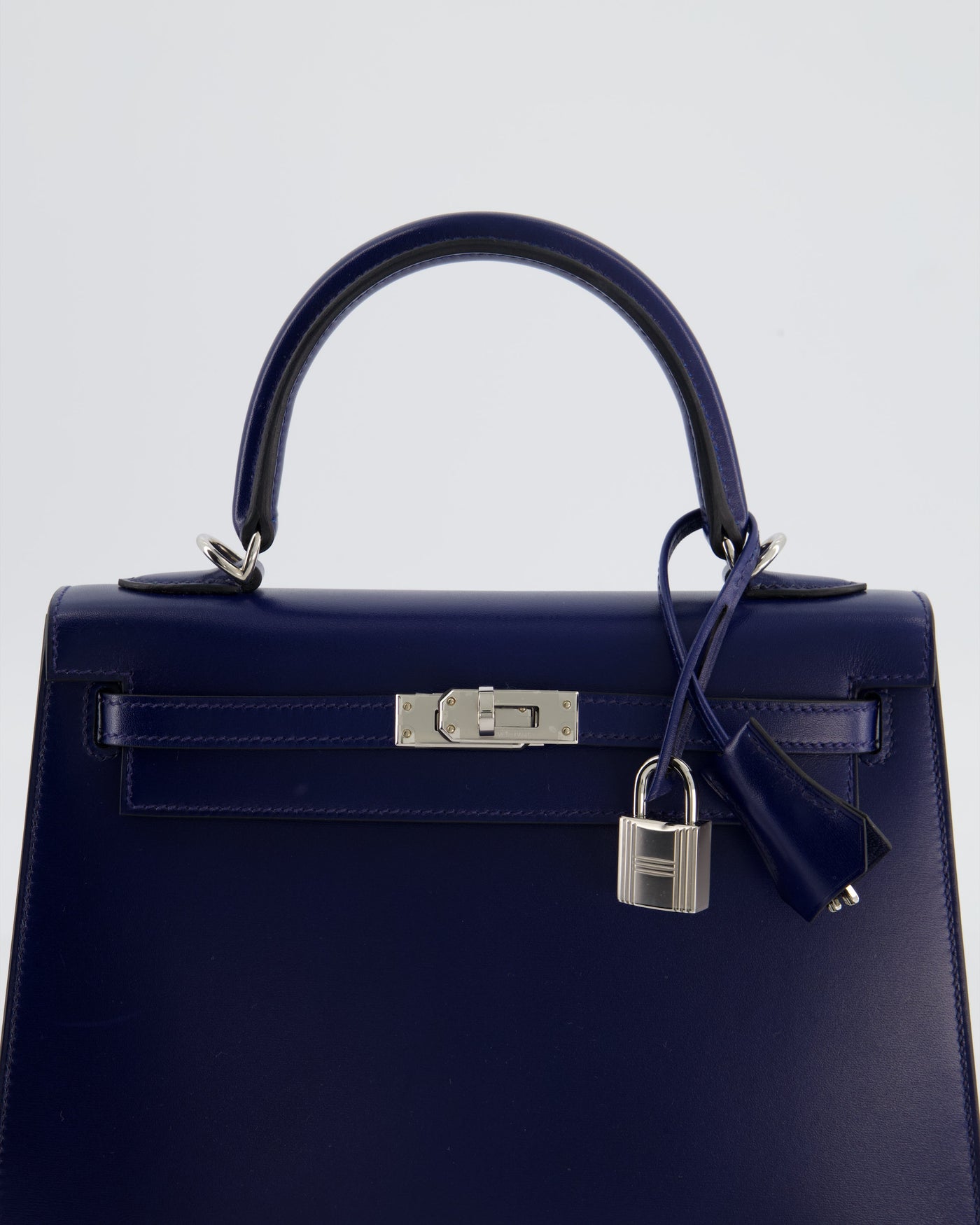 *RARE* Hermes Kelly 25 Sellier Bag in Bleu Saphir Box Leather with Palladium Hardware - Product Image 14