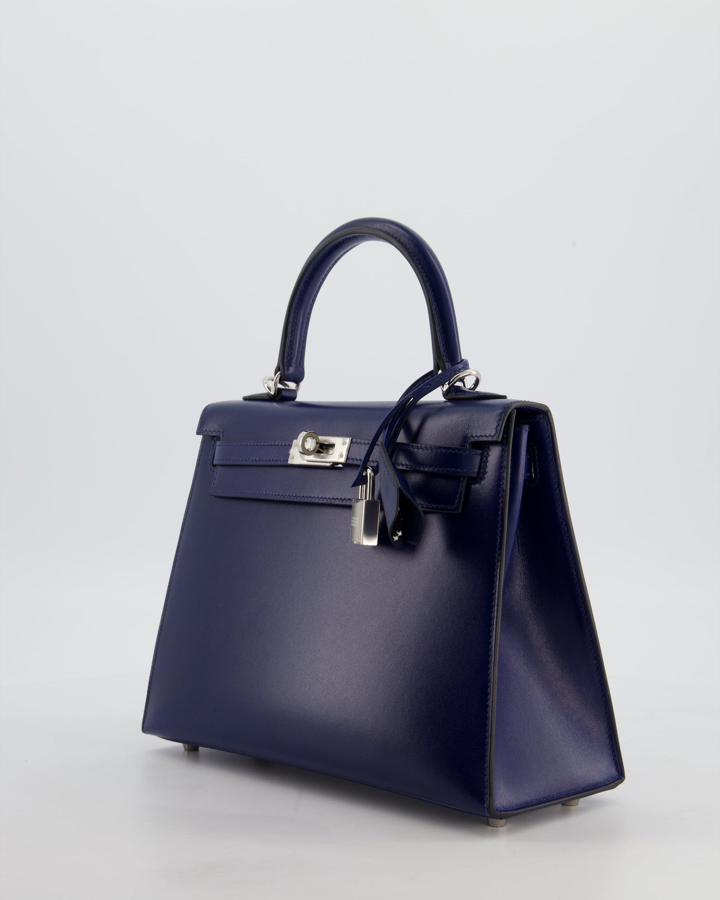 *RARE* Hermes Kelly 25 Sellier Bag in Bleu Saphir Box Leather with Palladium Hardware - Product Image 9